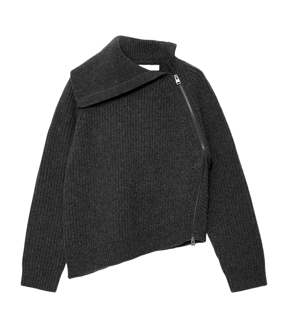 AllSaints Womens Wool Asymmetric Cleo Sweater Graphite Grey