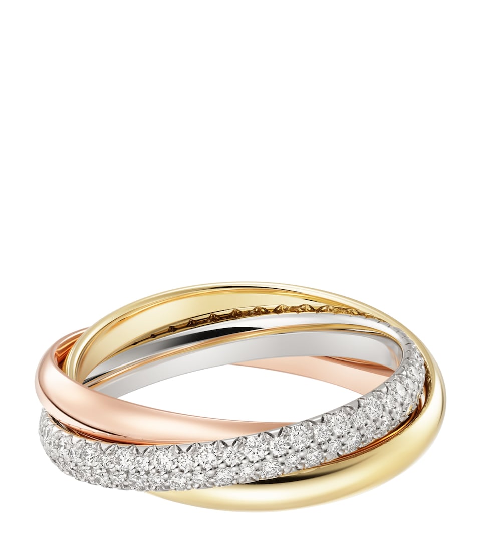 Cartier Small White, Yellow, Rose Gold and Diamond Trinity Ring Mixed Gold