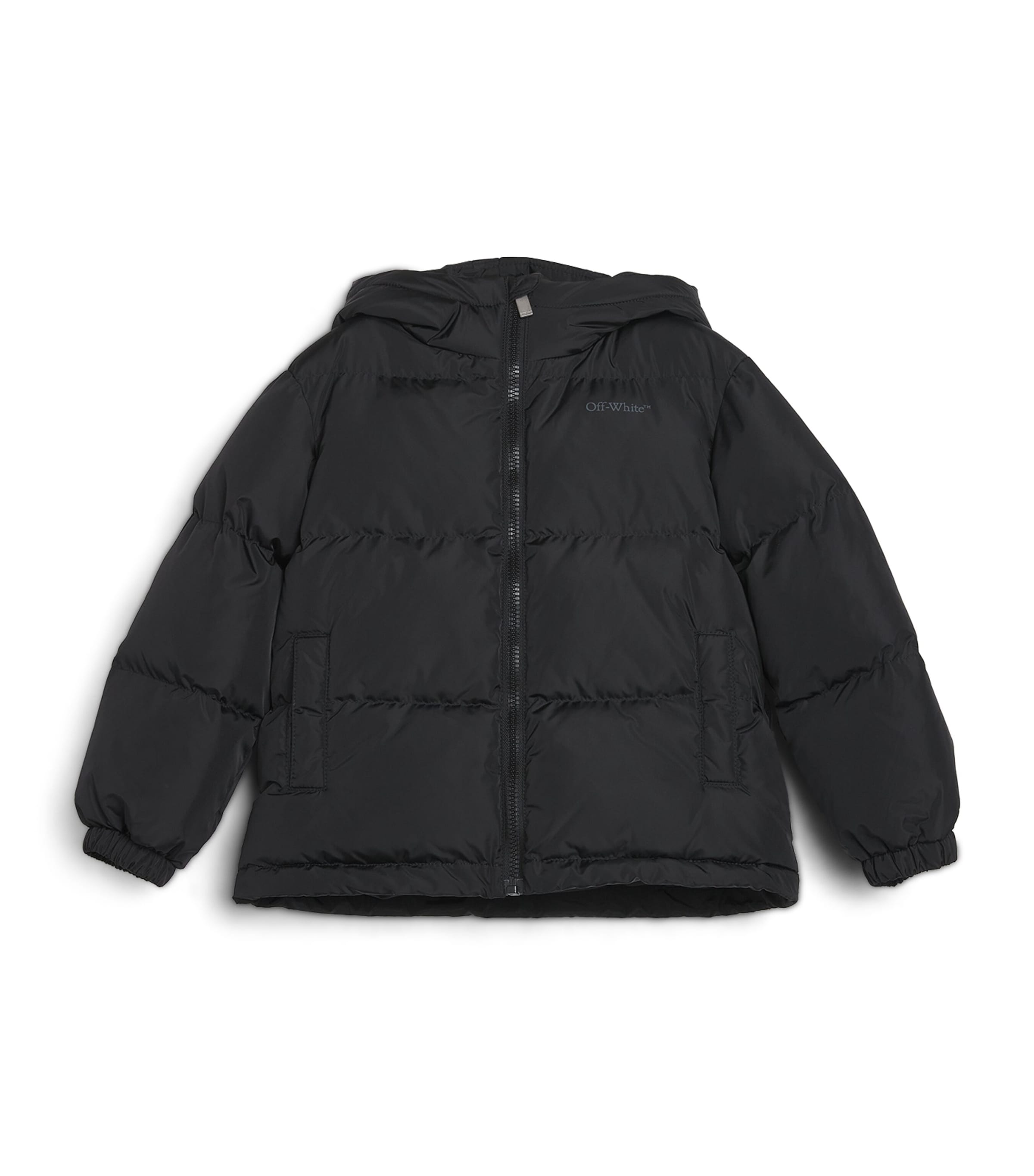 Off-White Kids Hooded Logo Puffer Jacket (4-10 Years) Black