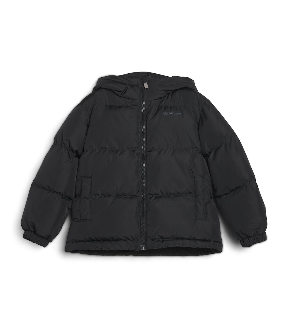 Off-White Kids Hooded Logo Puffer Jacket (4-10 Years) Black