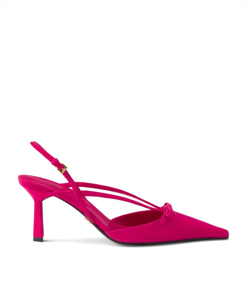 Prada Suede Slingback Pumps 75 Pink
