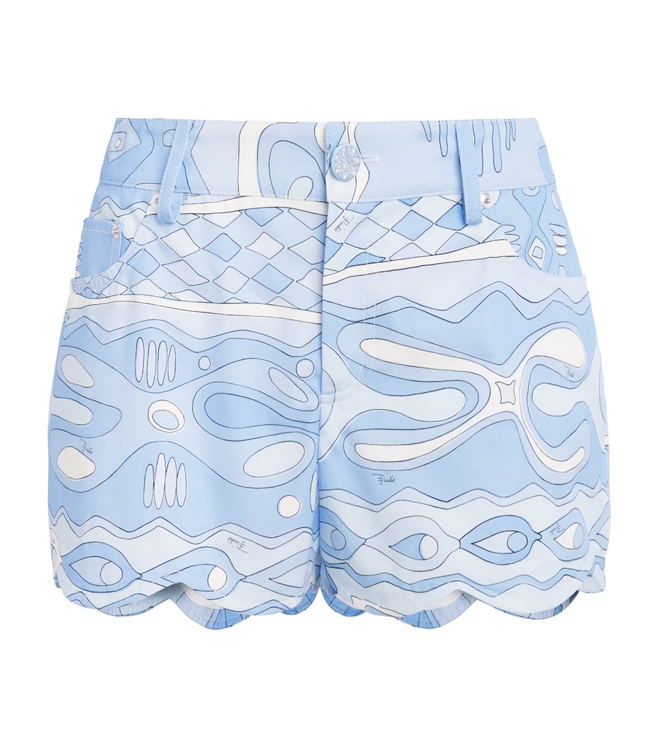 PUCCI Womens Cotton Scalloped Angoli Shorts Light