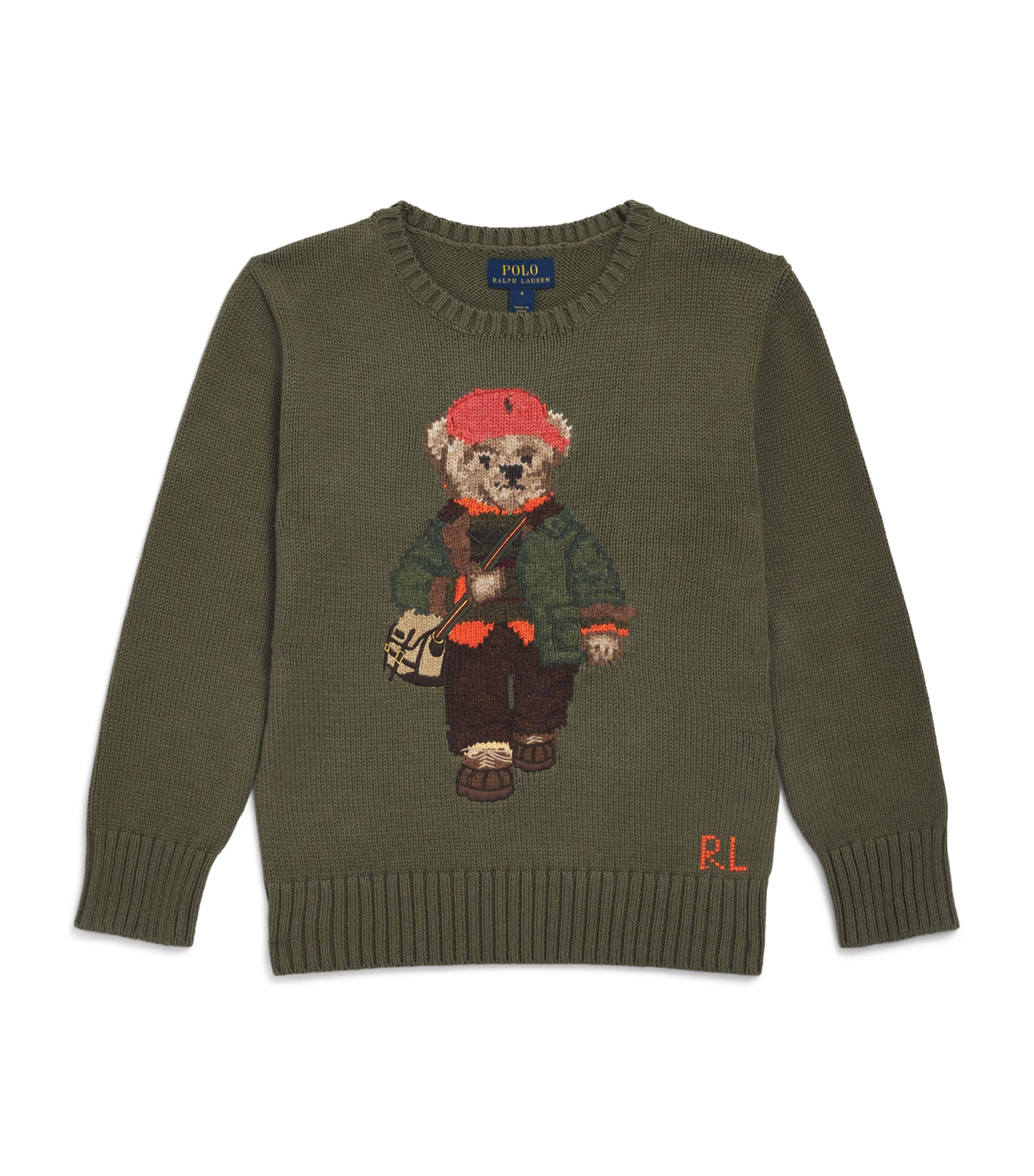 Ralph Lauren Kids Polo Bear Sweater (6-14 Years) Cruise Olive