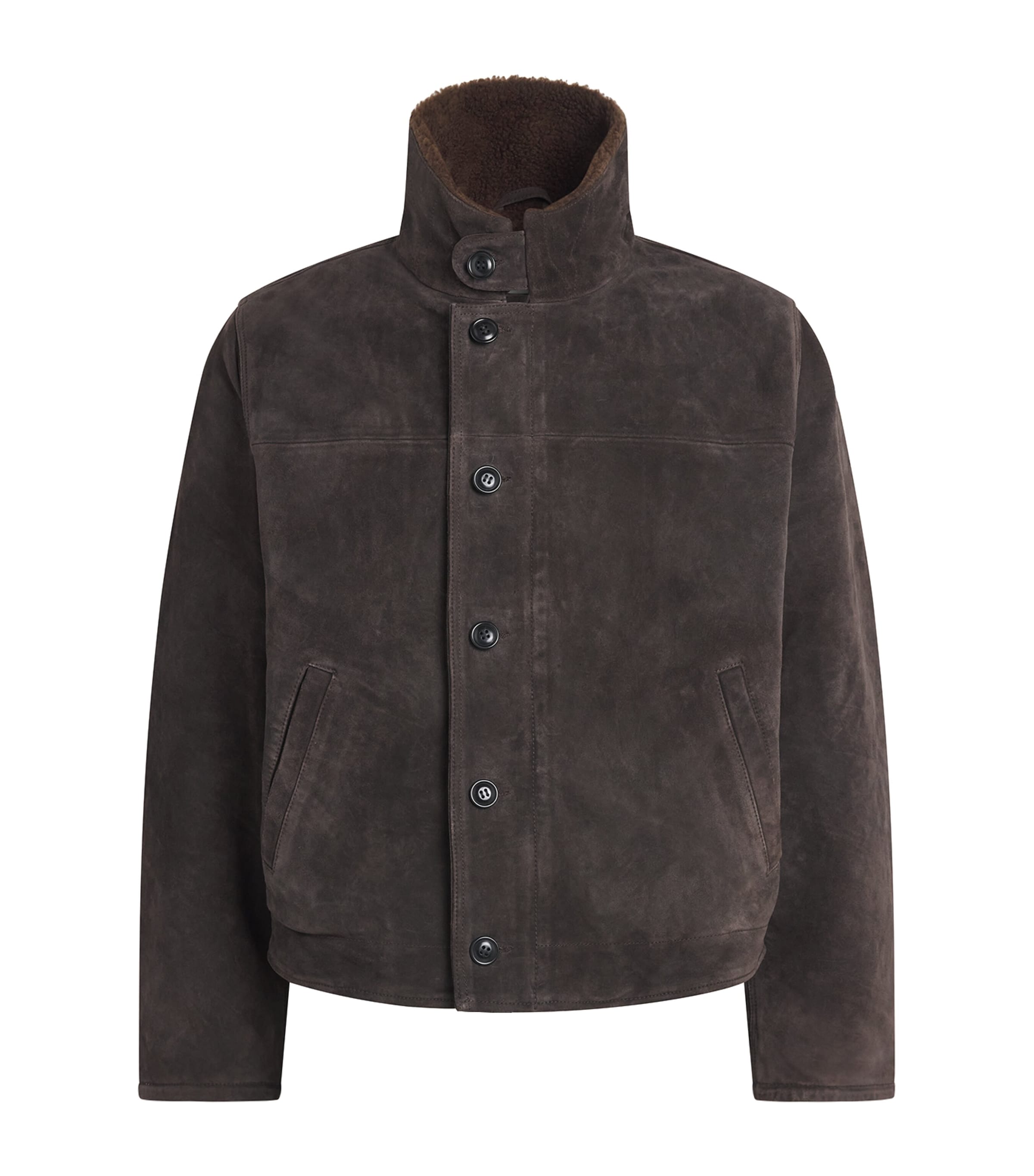Citizens of Humanity Mens Suede-Shearling Deck Jacket Brown