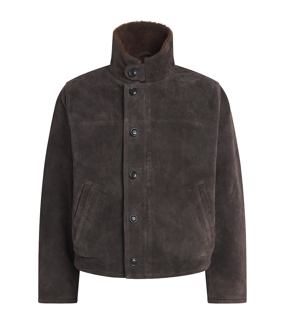 Citizens of Humanity Mens Suede-Shearling Deck Jacket Brown