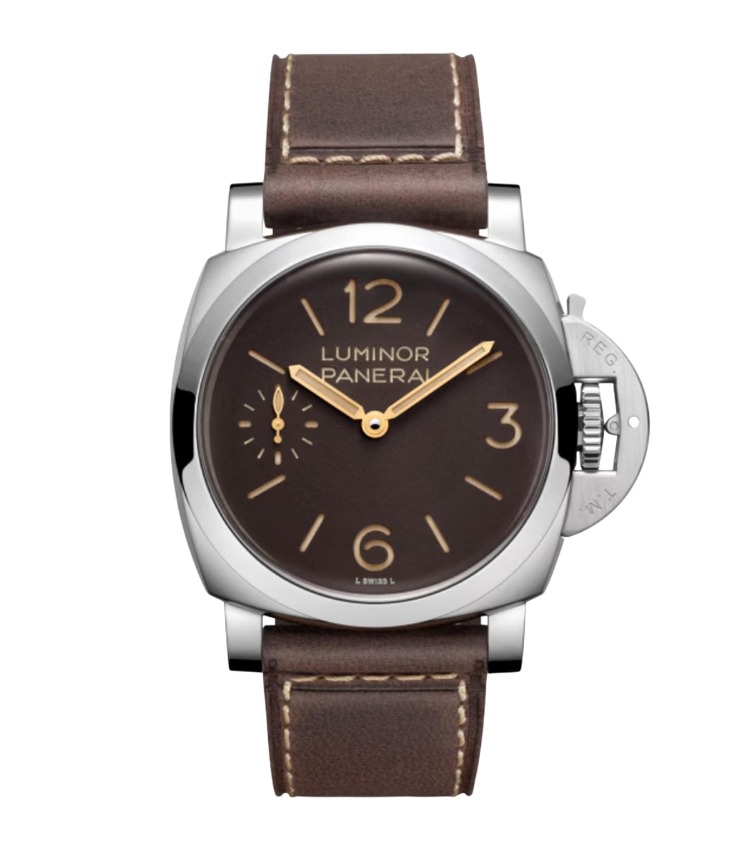 Panerai Stainless Steel Luminor Tre Giorni Watch 44mm Brown
