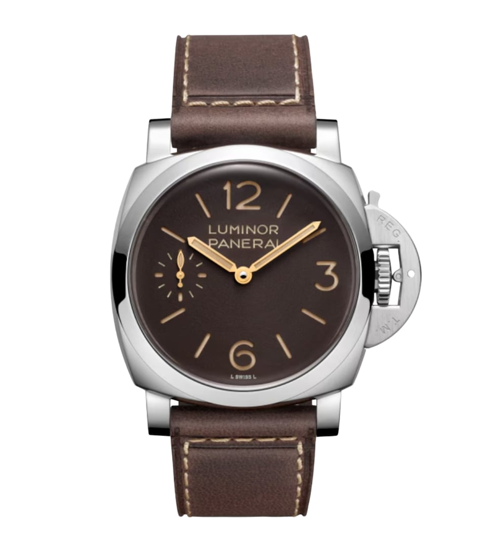 Panerai Stainless Steel Luminor Tre Giorni Watch 44mm Brown