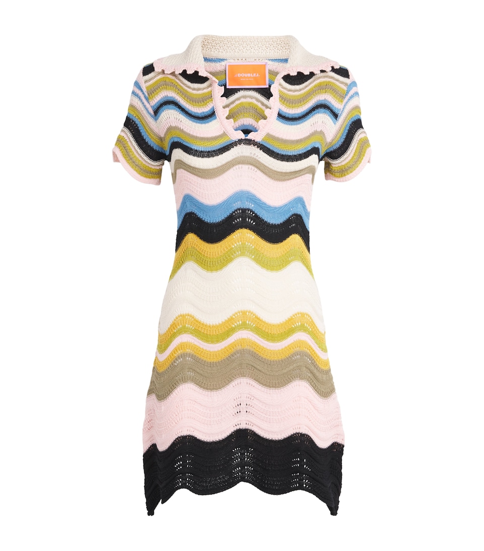 La Doublej Womens Cotton Knitted Chevron Mini Dress Mltclr