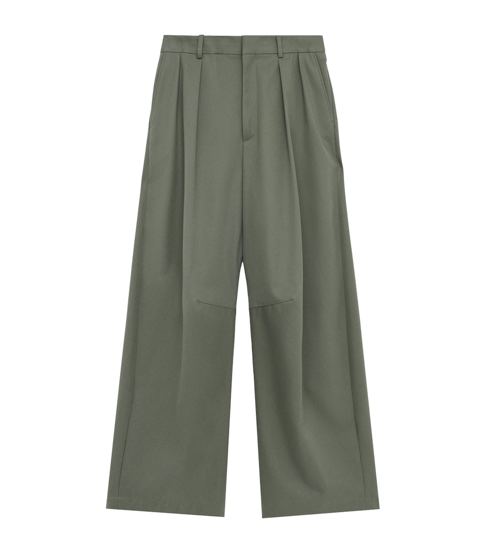 Cotton-Blend Barrel Trousers