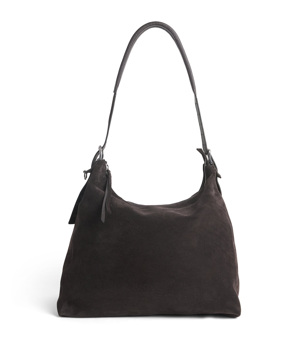 Lemaire Suede Belted Tote Bag Ebony Brown
