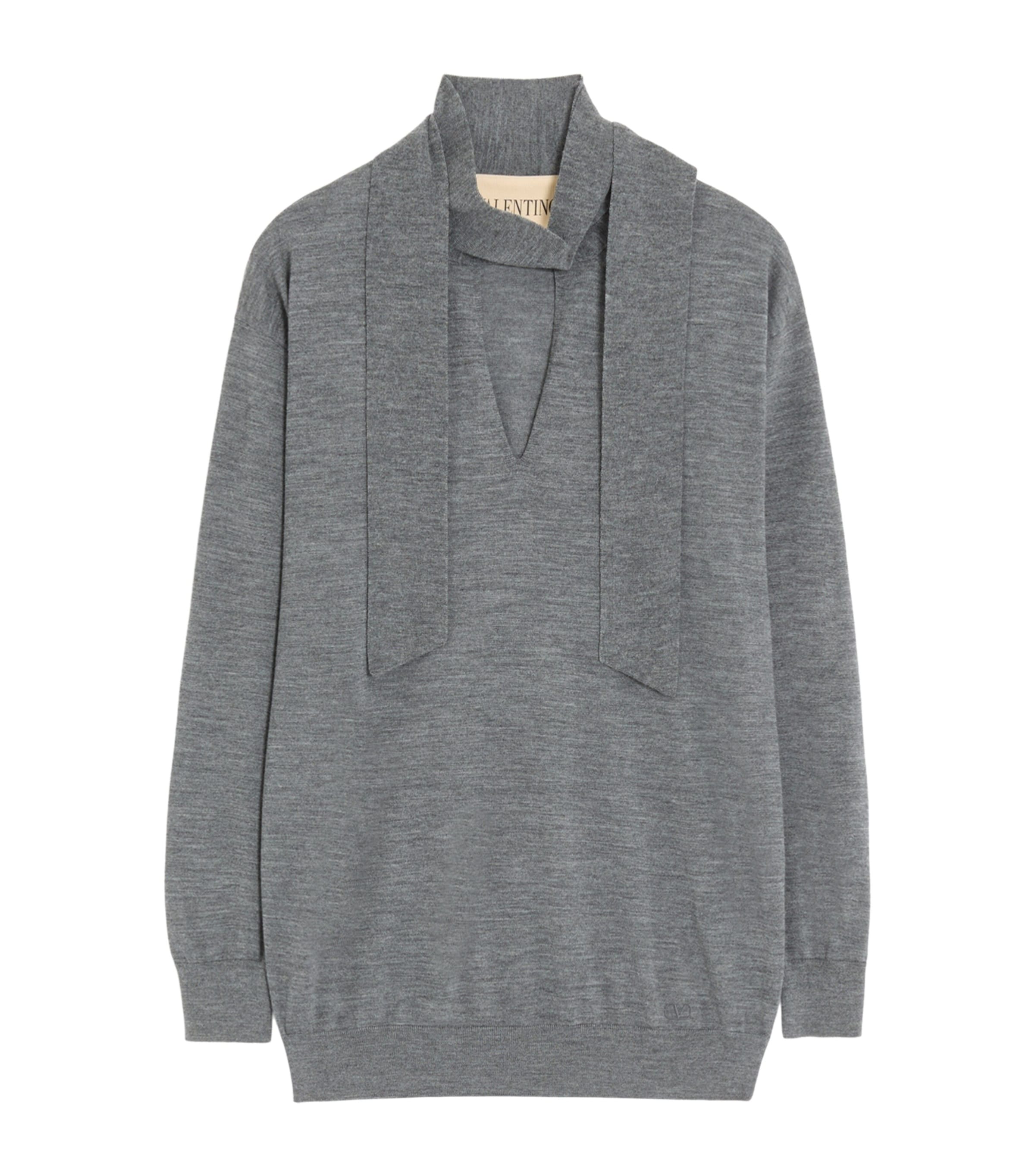 Valentino Womens Wool Tie-Neck Sweater