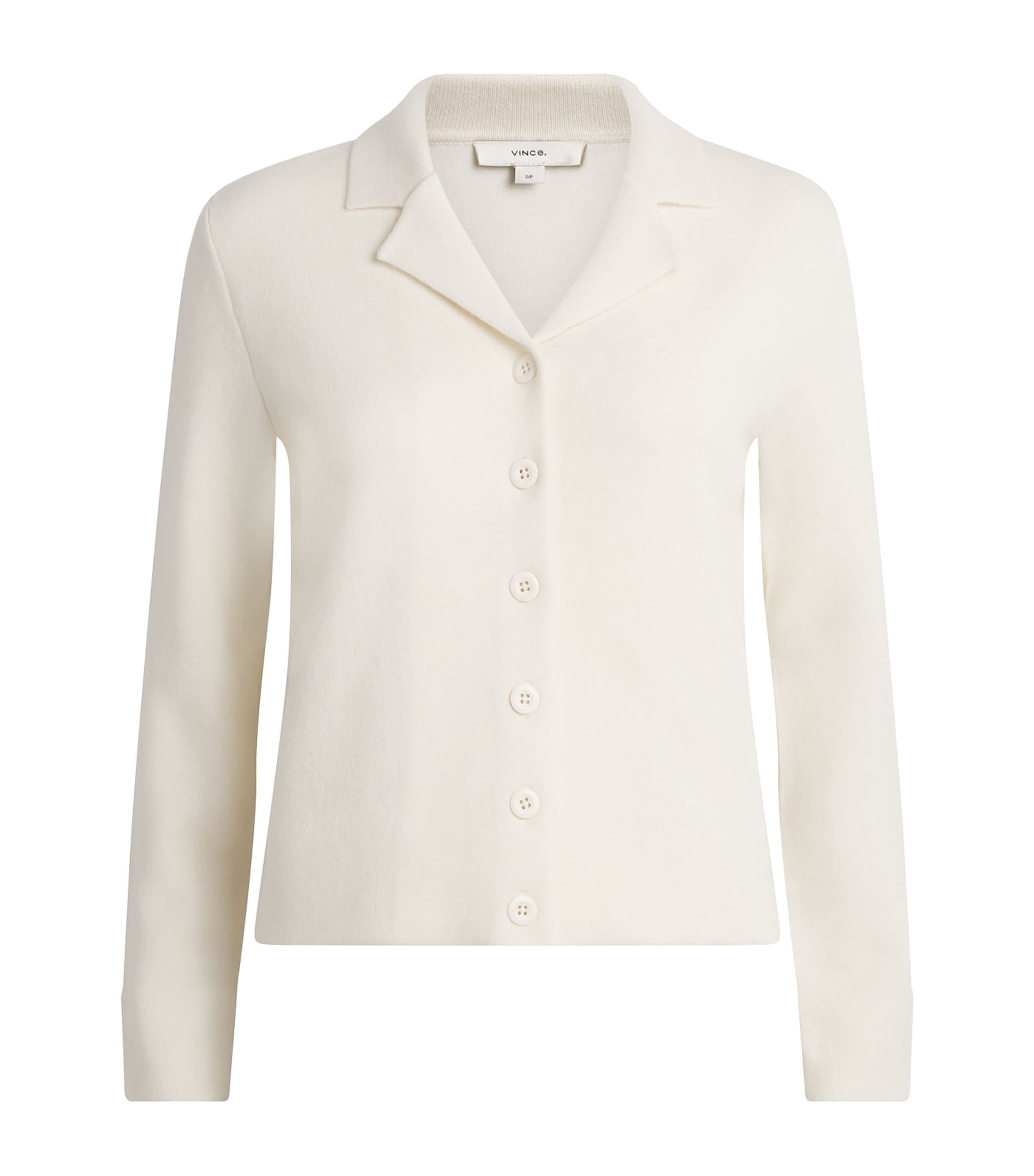 Vince Womens Wool-Cotton Blend Cardigan Off White