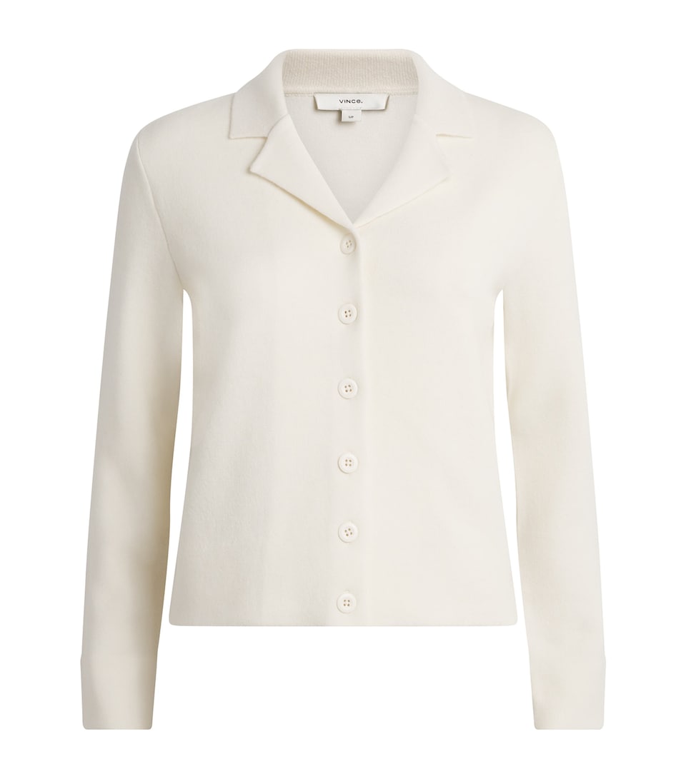 Vince Womens Wool-Cotton Blend Cardigan Off White