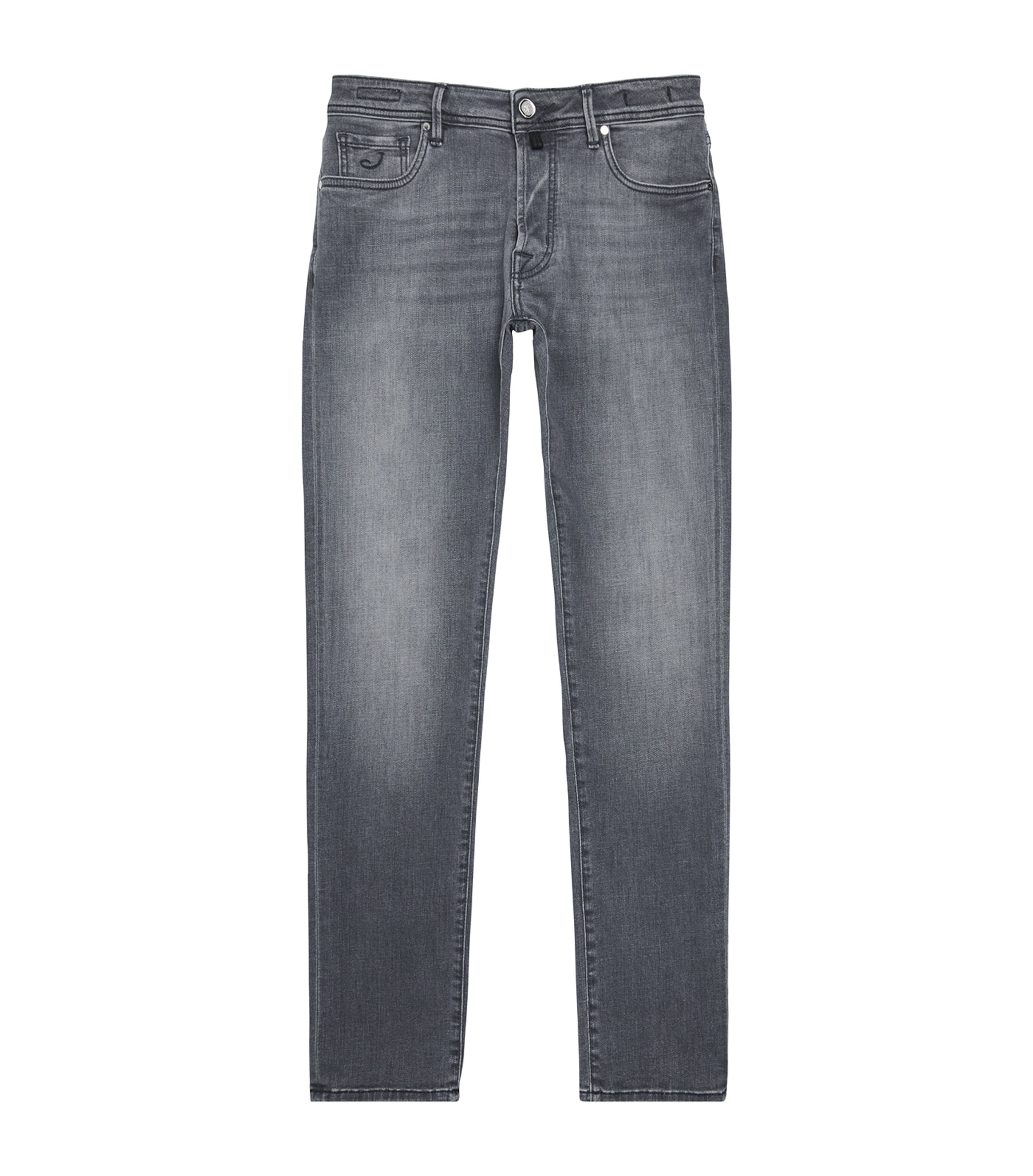 Jacob Cohën Mens Ostrich Leather-Patch Bard Slim Jeans Medium Black
