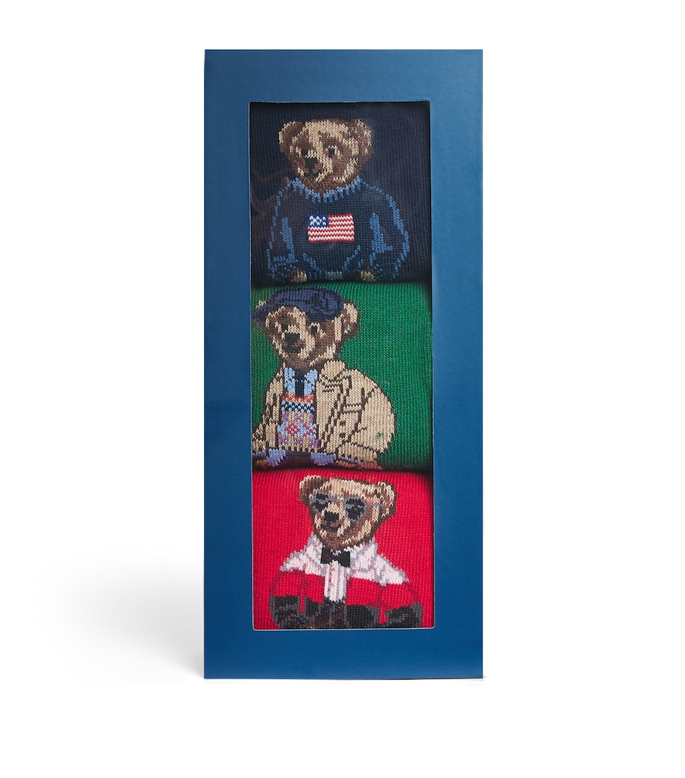 Polo Ralph Lauren Mens Cotton-Blend Polo Bear Socks (Pack of 3) Assorted