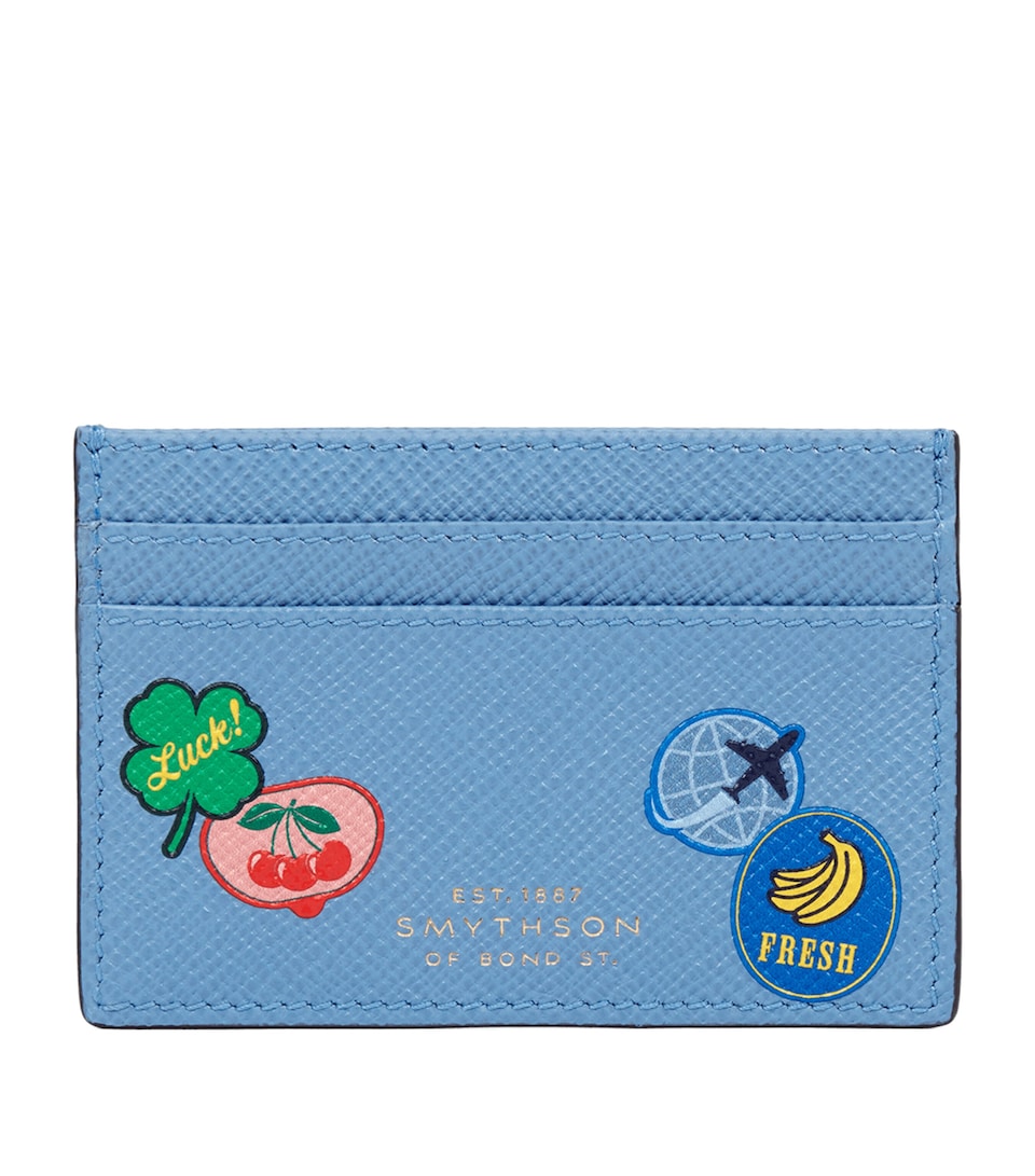 Smythson Panama Leather Stickers Card Holder N Blue
