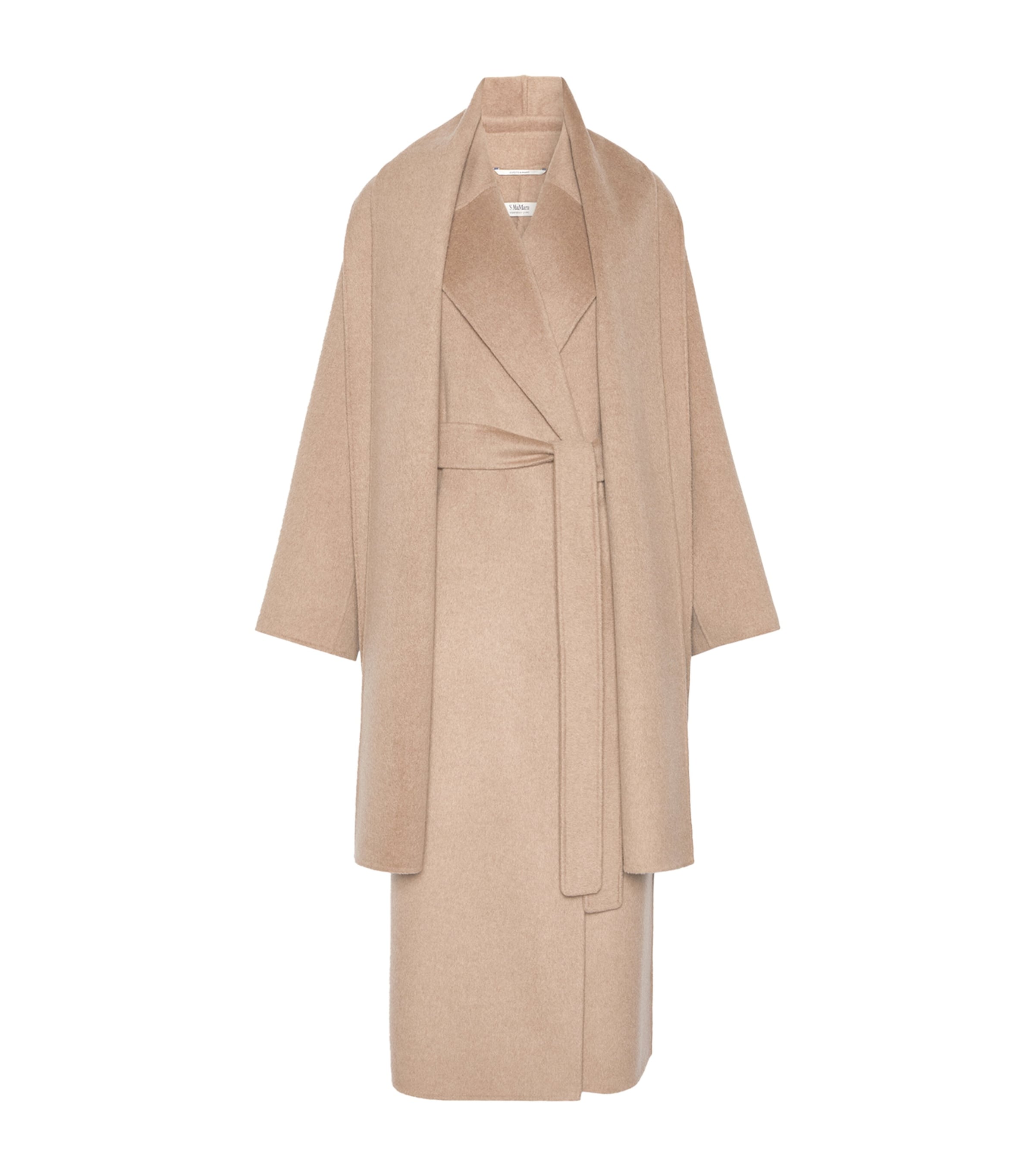 Max Mara Womens Wool-Cashmere Belted Wrap Coat Clay
