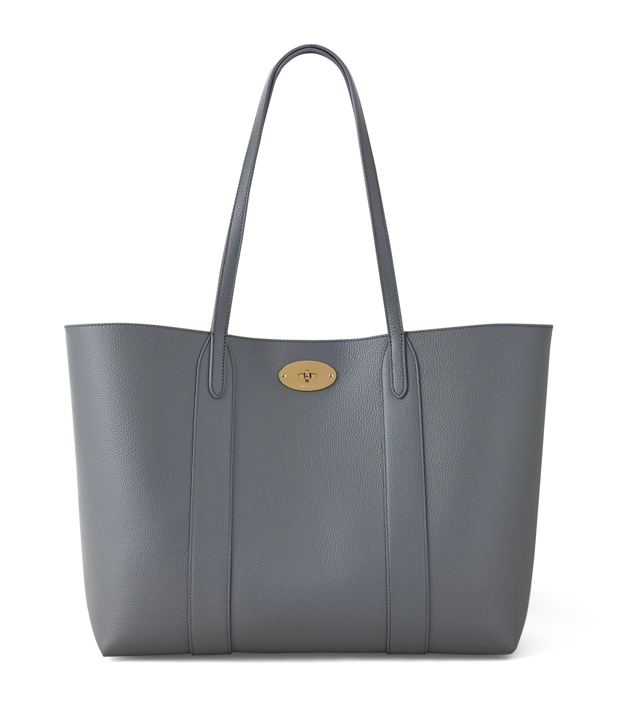 Mulberry Small Leather Bayswater Tote Bag Foggy Grey