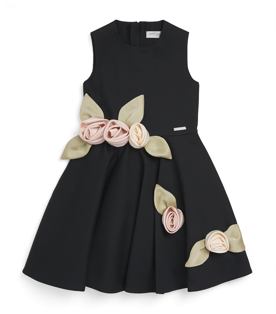 Satin Floral-Appliqué Midsommer Dress (3-8 Years)