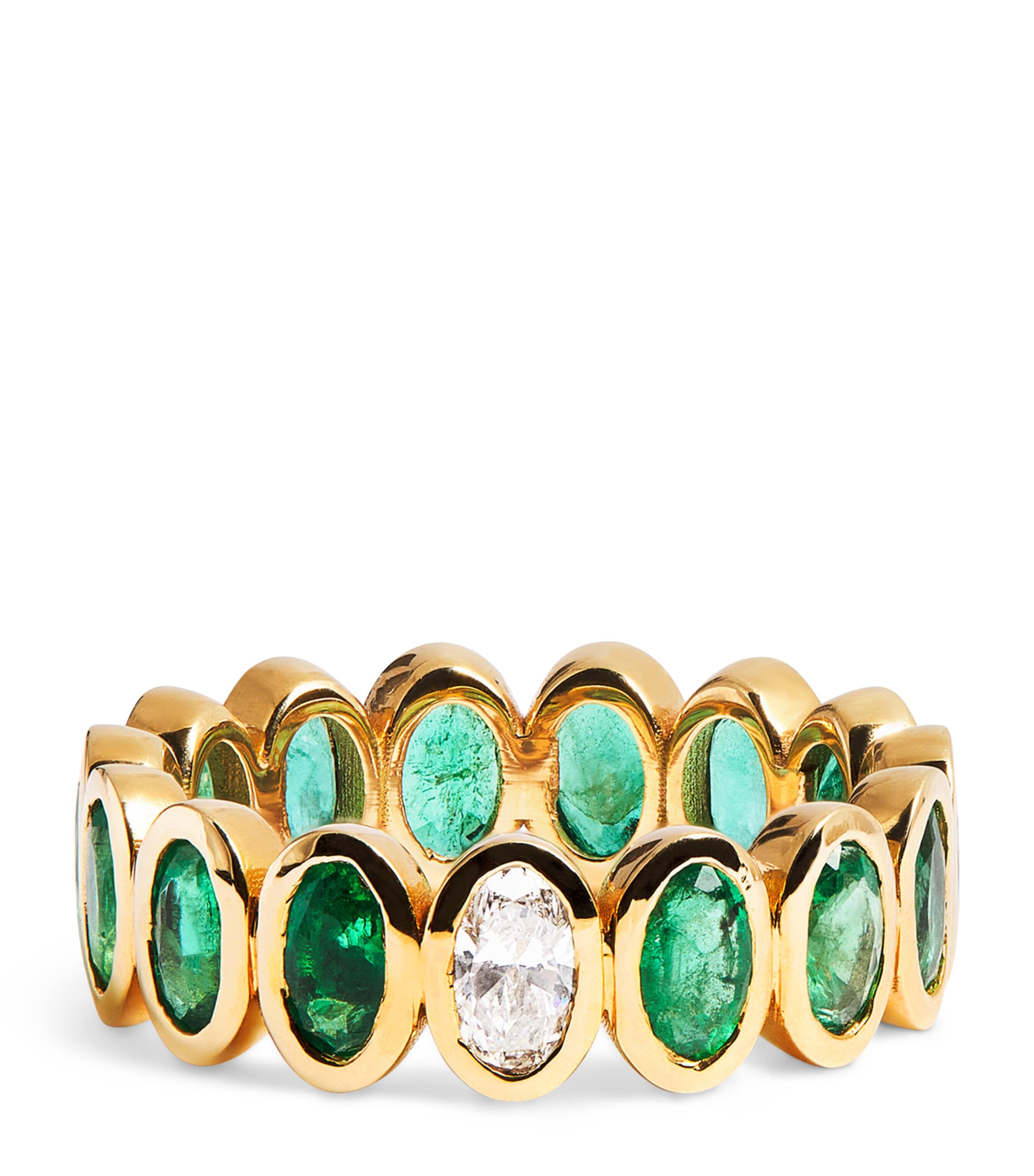 Yellow Gold, Diamond and Emerald Eternity Ring