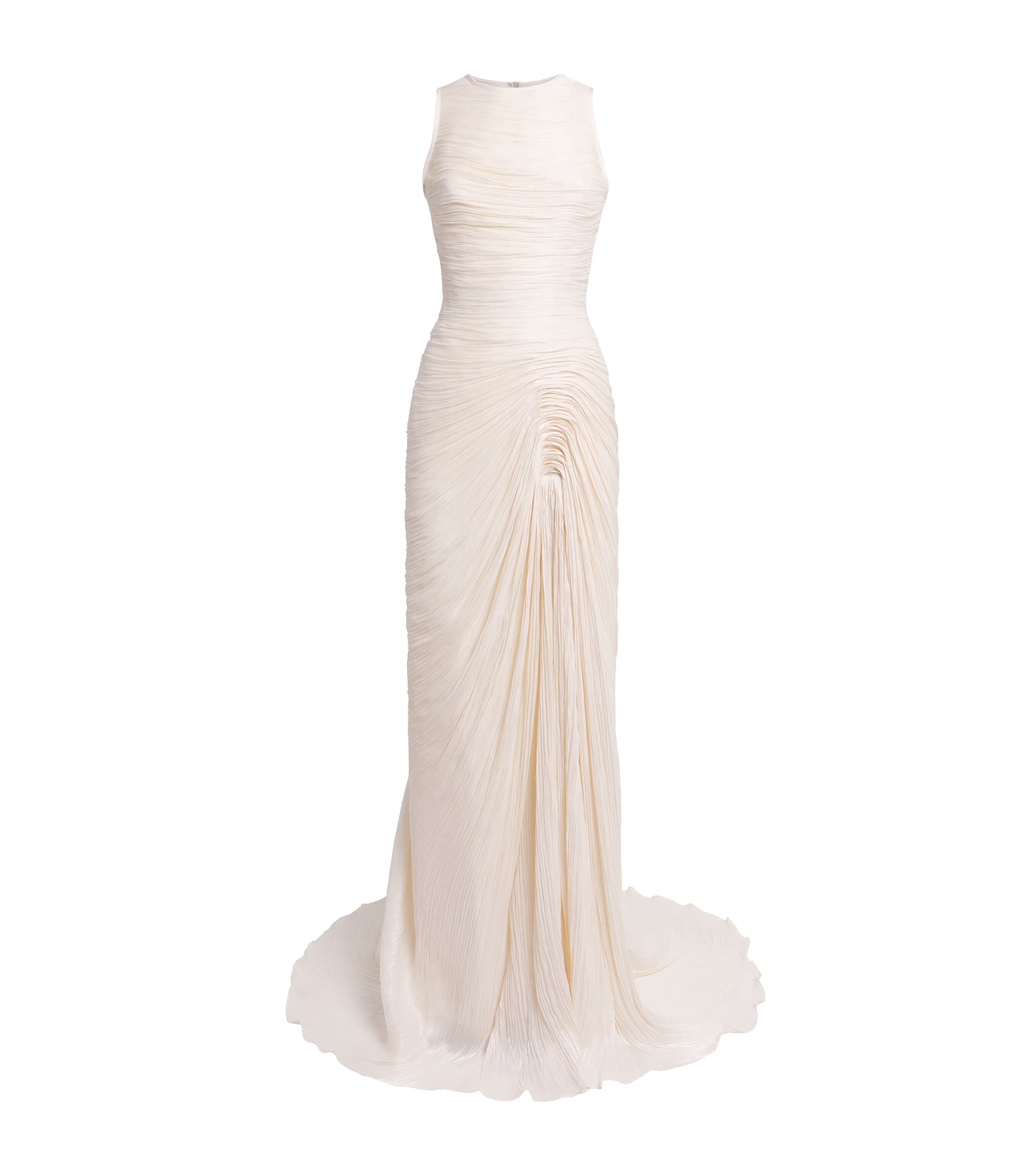 Marmar Halim Womens Satin Ruched Gown Ivory