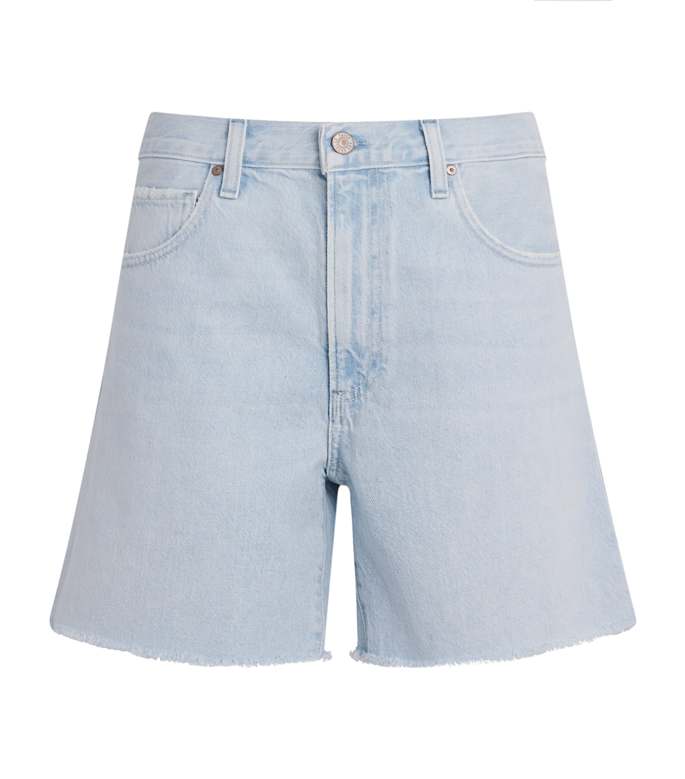 PAIGE Womens Archie Long Denim Shorts Fleur De Mer