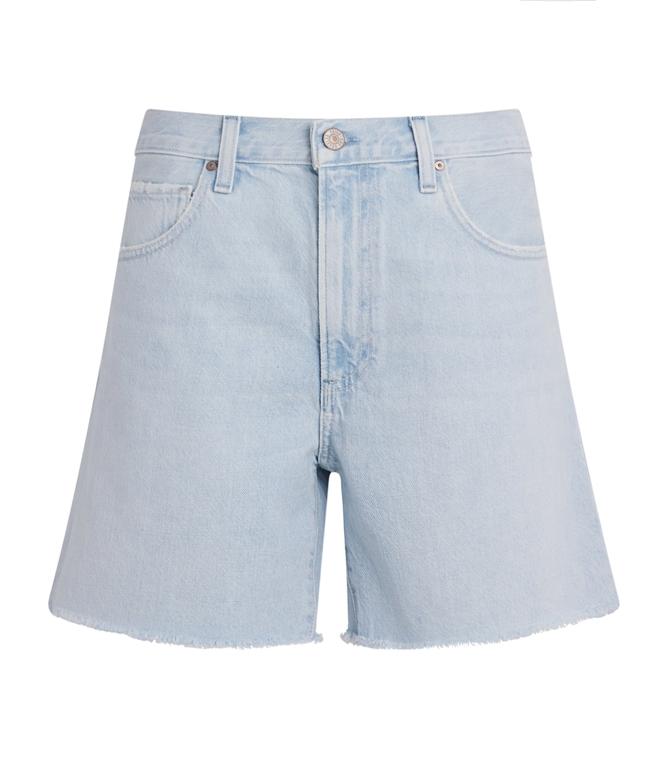 PAIGE Womens Archie Long Denim Shorts Fleur De Mer