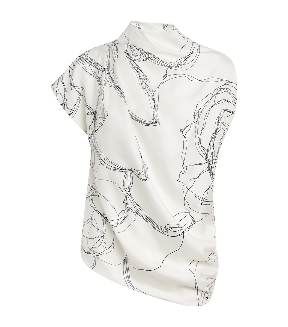 Fabiana Filippi Womens Silk Twill Printed Blouse Bianco