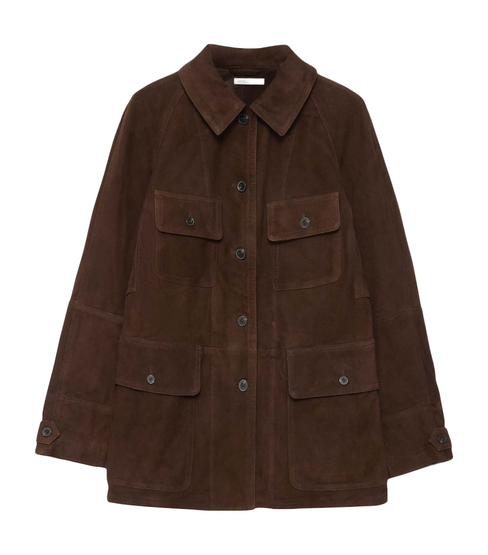 AllSaints Womens Suede Roiya Hunting Jacket Fango Brown