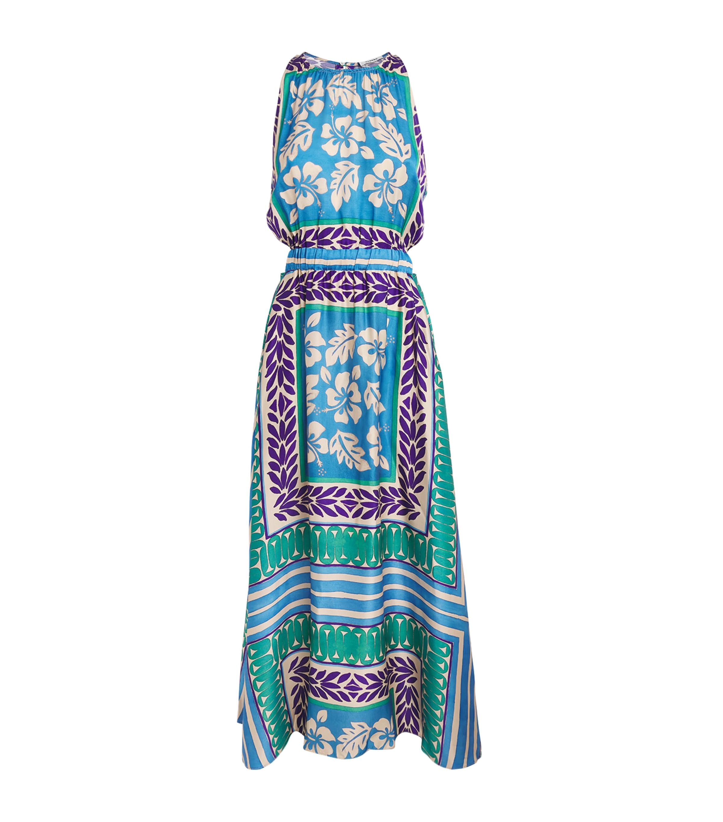 Sandro Paris Womens Floral Maxi Dress Green / Purple