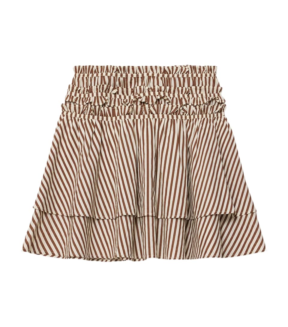 AllSaints Womens Cotton Stripe Kali Mini Skirt Penny Brown/white