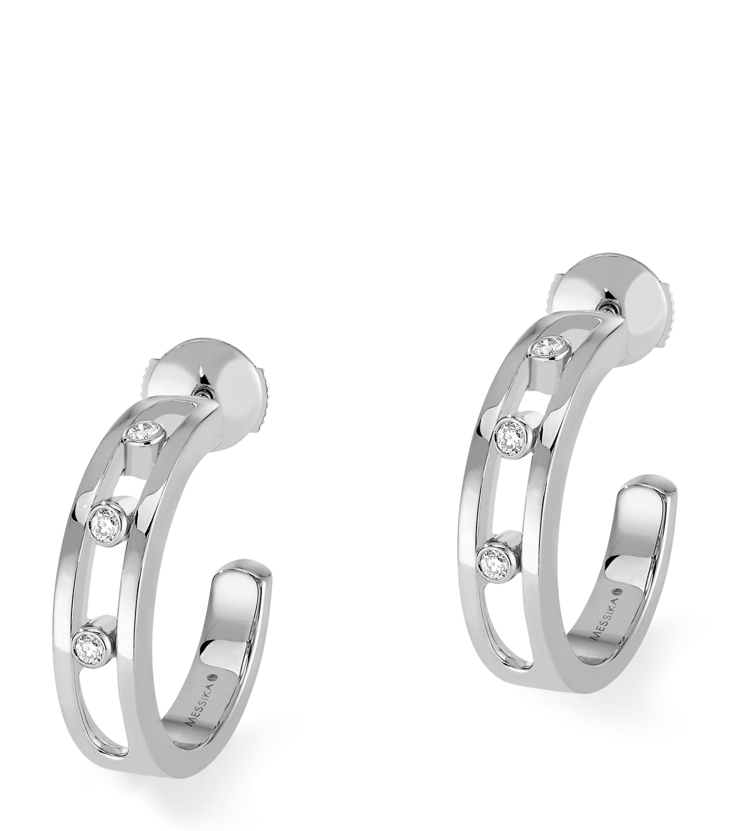 White Gold and Diamond Move Classique Hoop Earrings