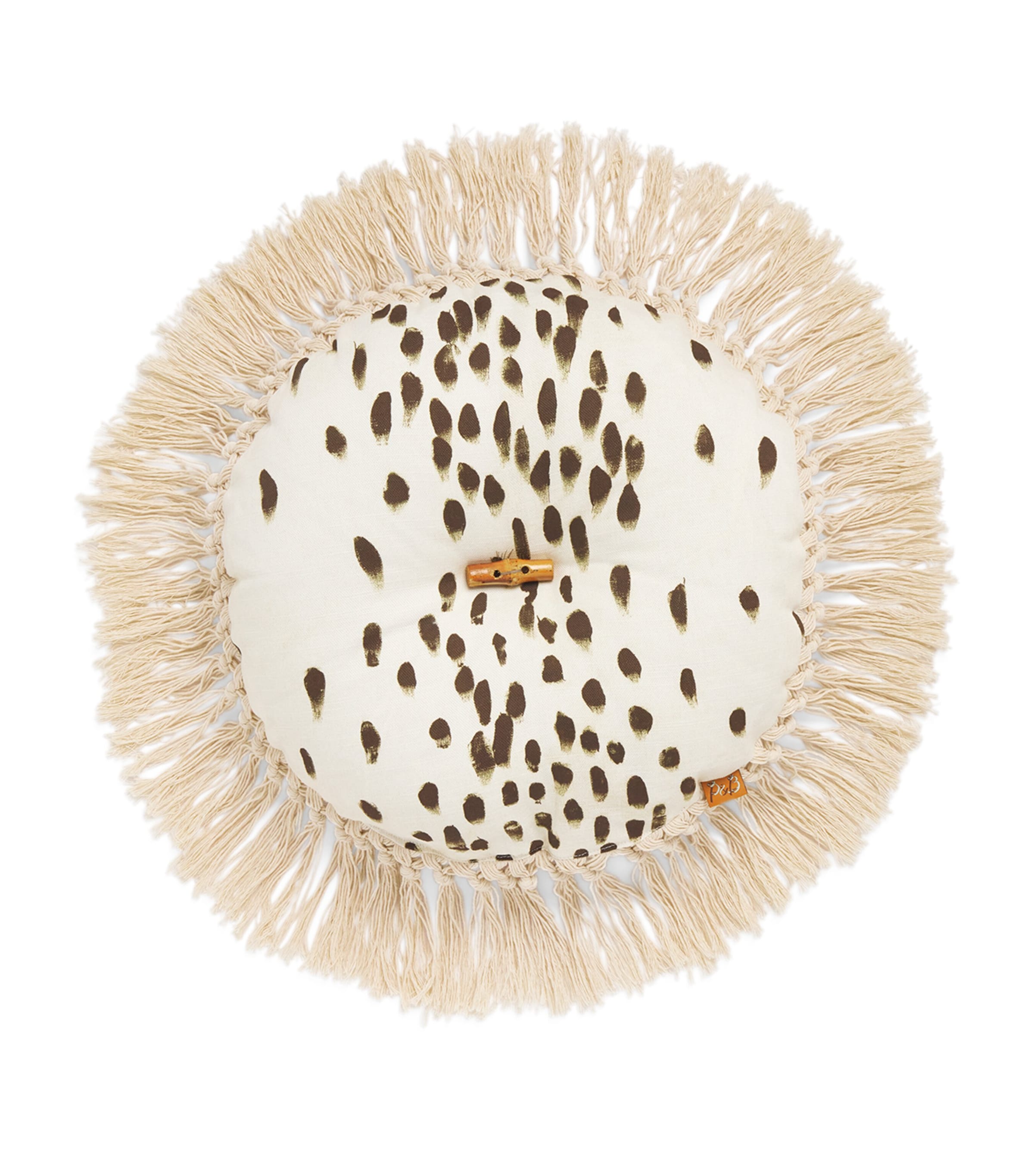 Poodle & Blonde Fringed Tottenham Dalmatian Circular Cushion (36cm x 36cm) Cocoa