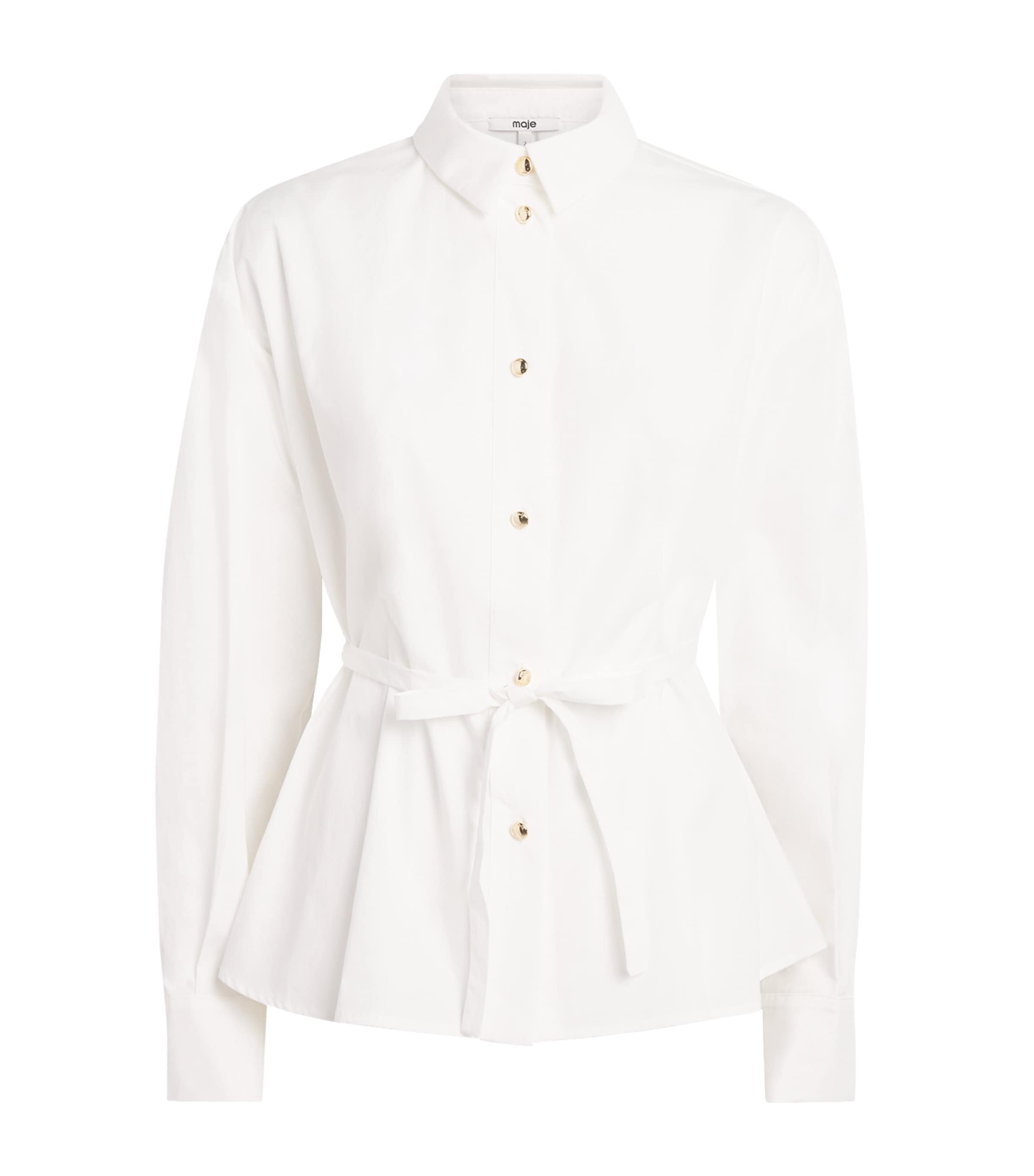 Maje Womens Cotton Fitted Lace-Up Shirt White