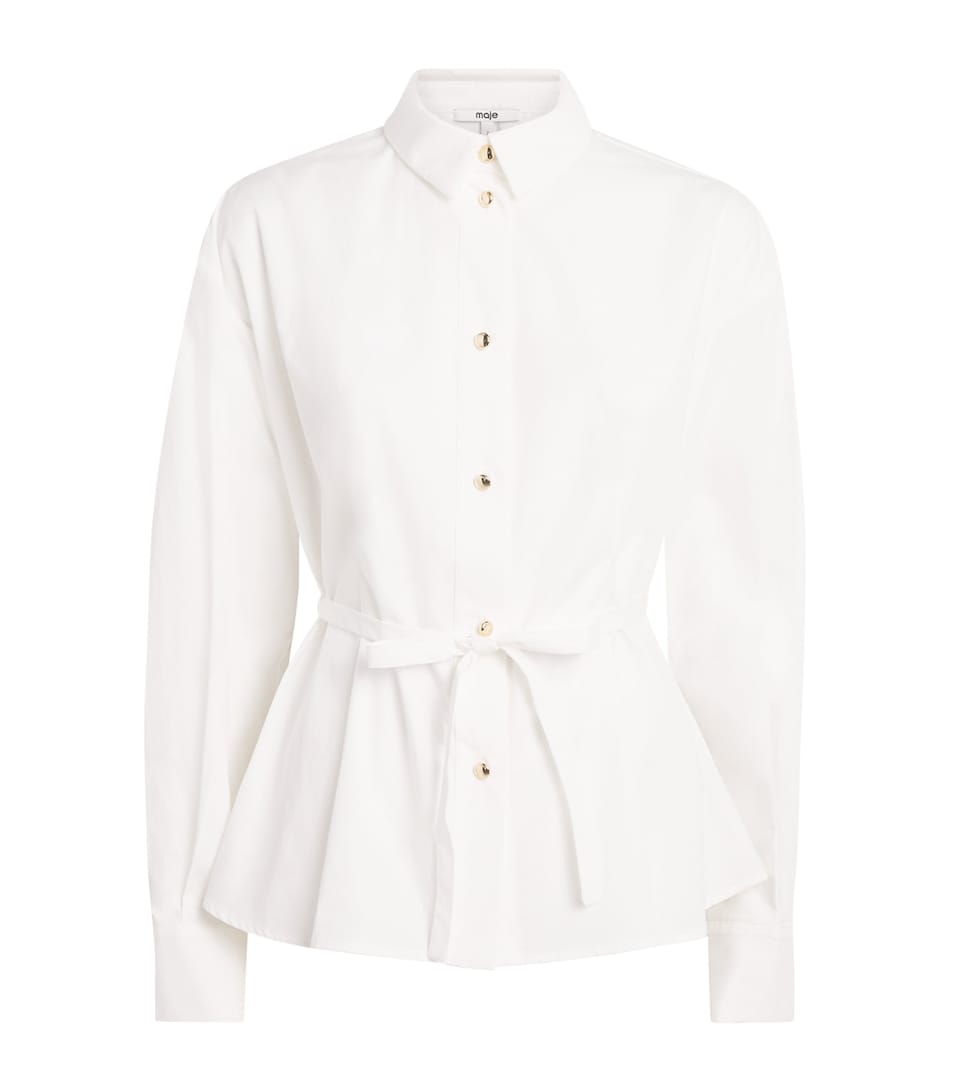 Maje Womens Cotton Fitted Lace-Up Shirt White