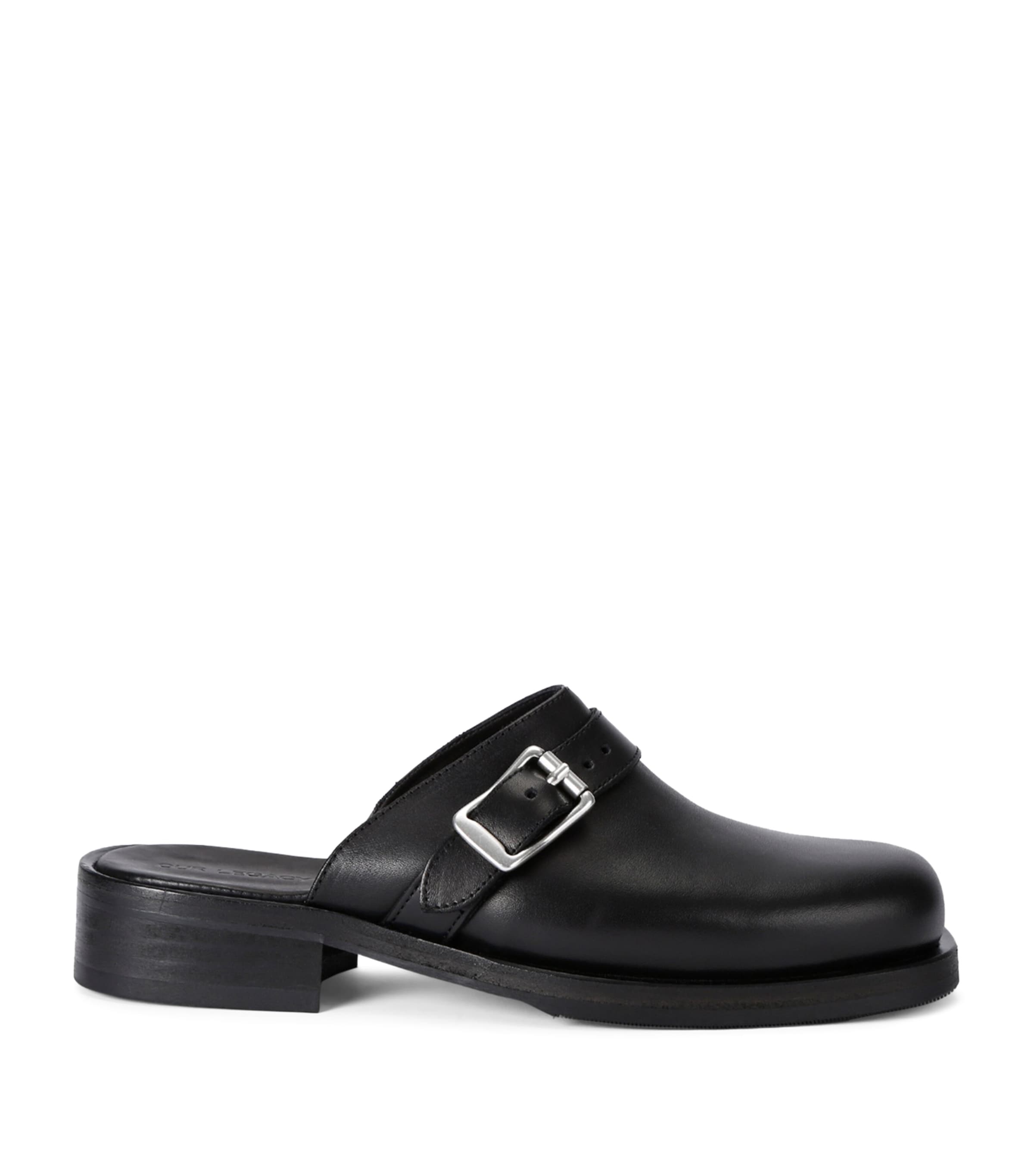 Our Legacy Leather Camion Mules Black