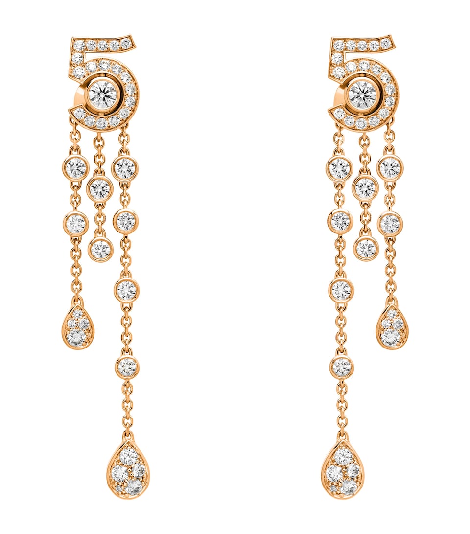 Beige Gold and Diamond Eternal N°5 Transformable Earrings