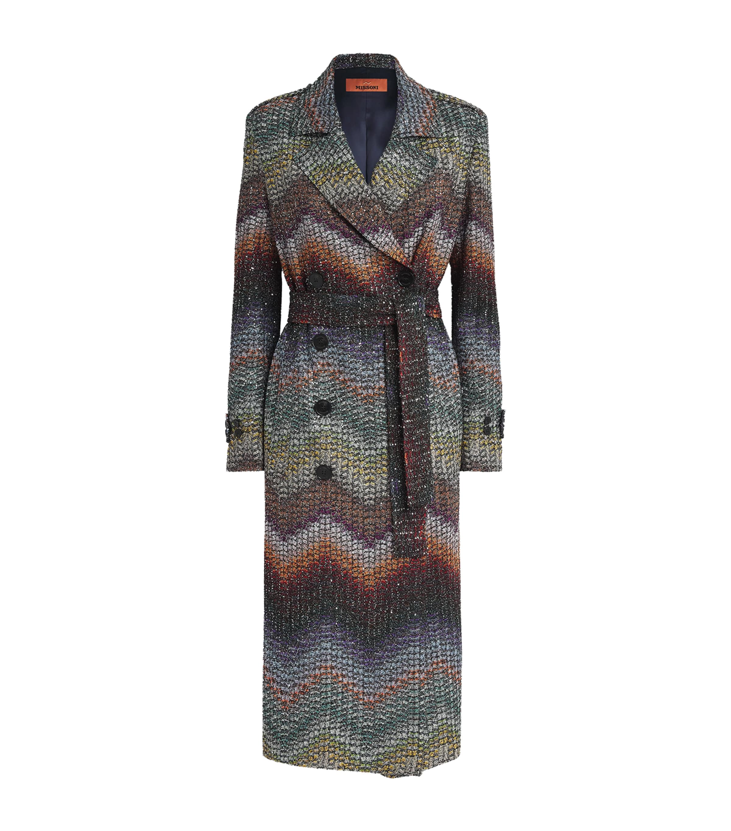 Knitted Zigzag Trench Coat