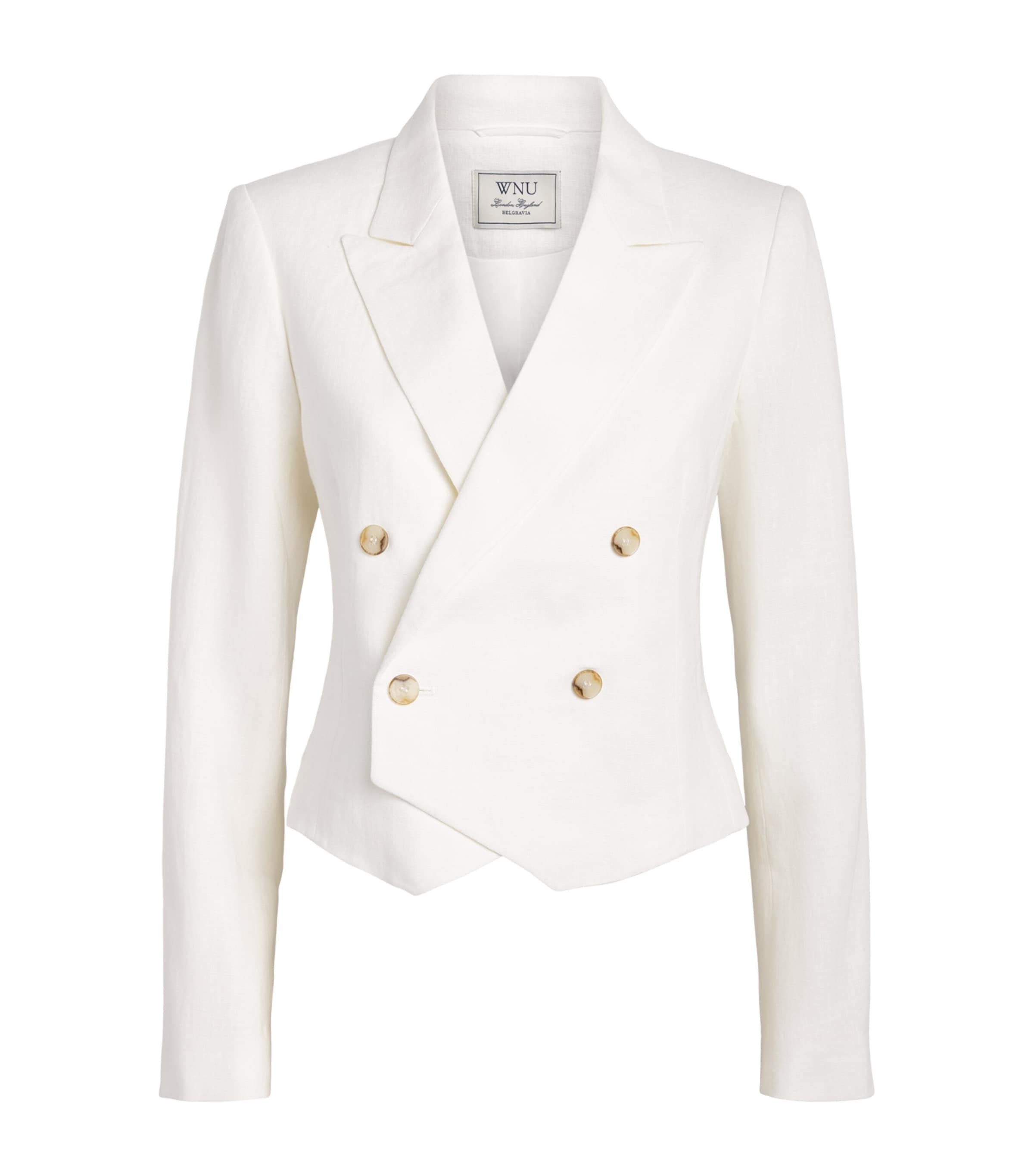 With Nothing Underneath Womens Linen Belgravia Cropped Blazer Ivory