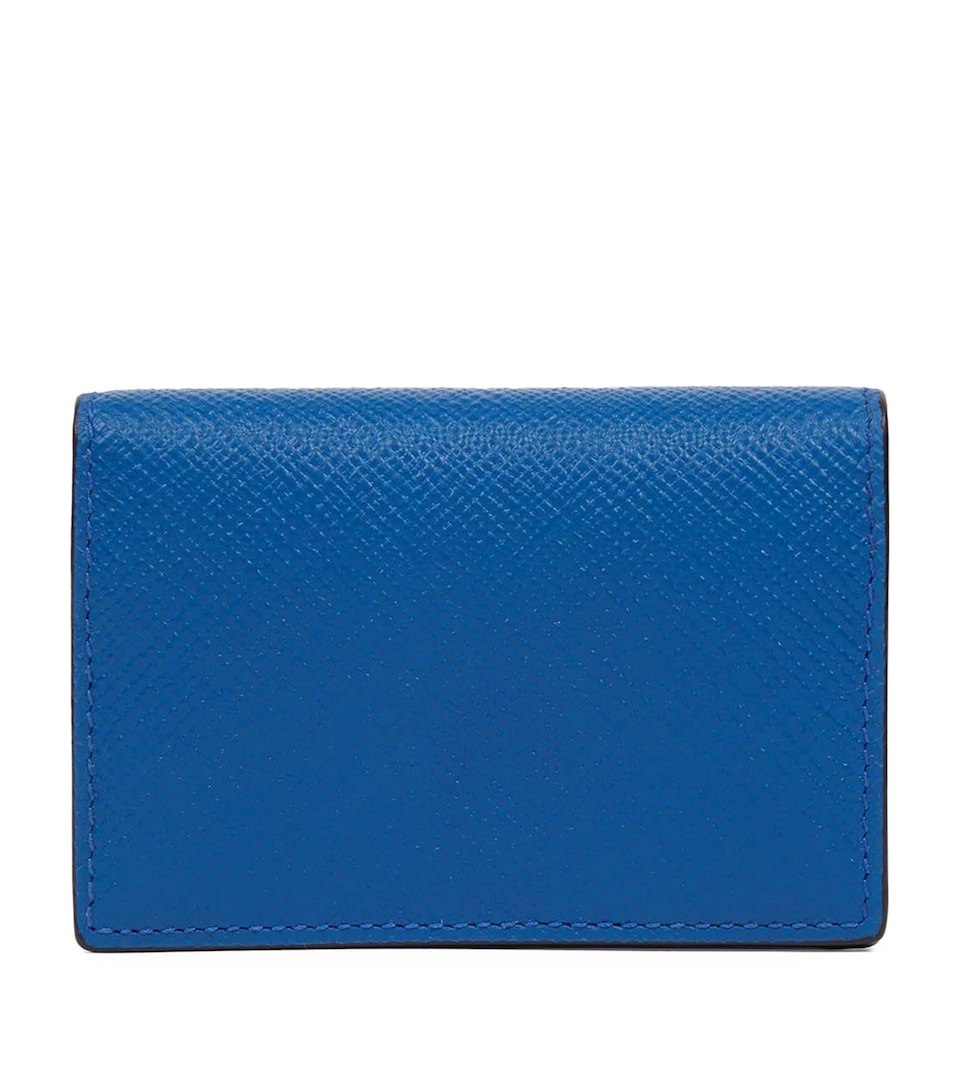 Smythson Panama Leather Folded Card Holder Cerulean