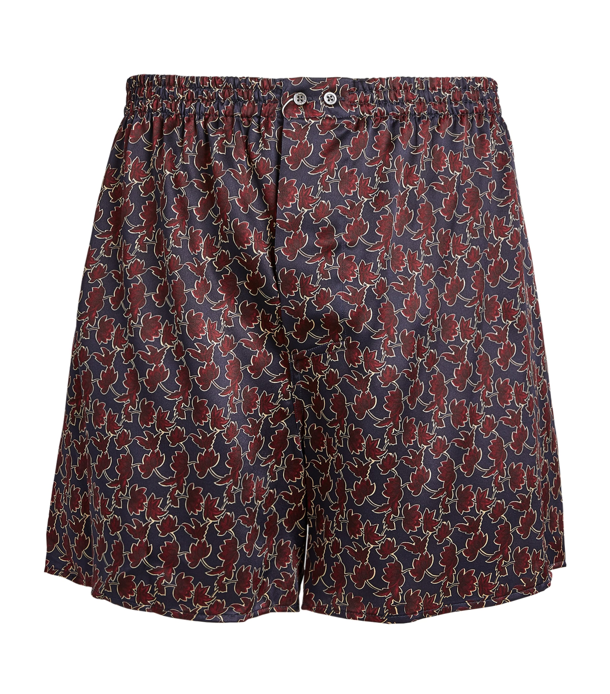 Silk Leaf Print Boxer Shorts