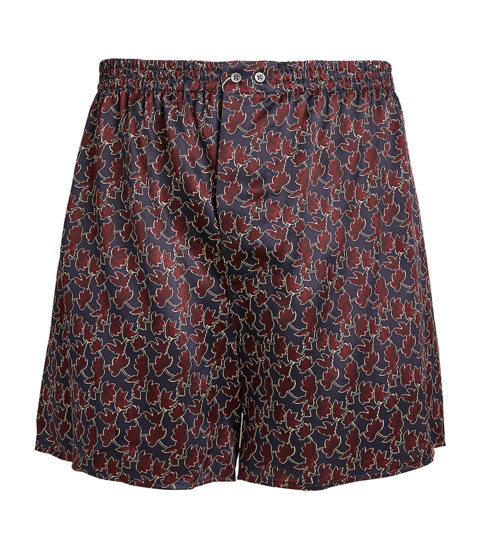 Silk Leaf Print Boxer Shorts