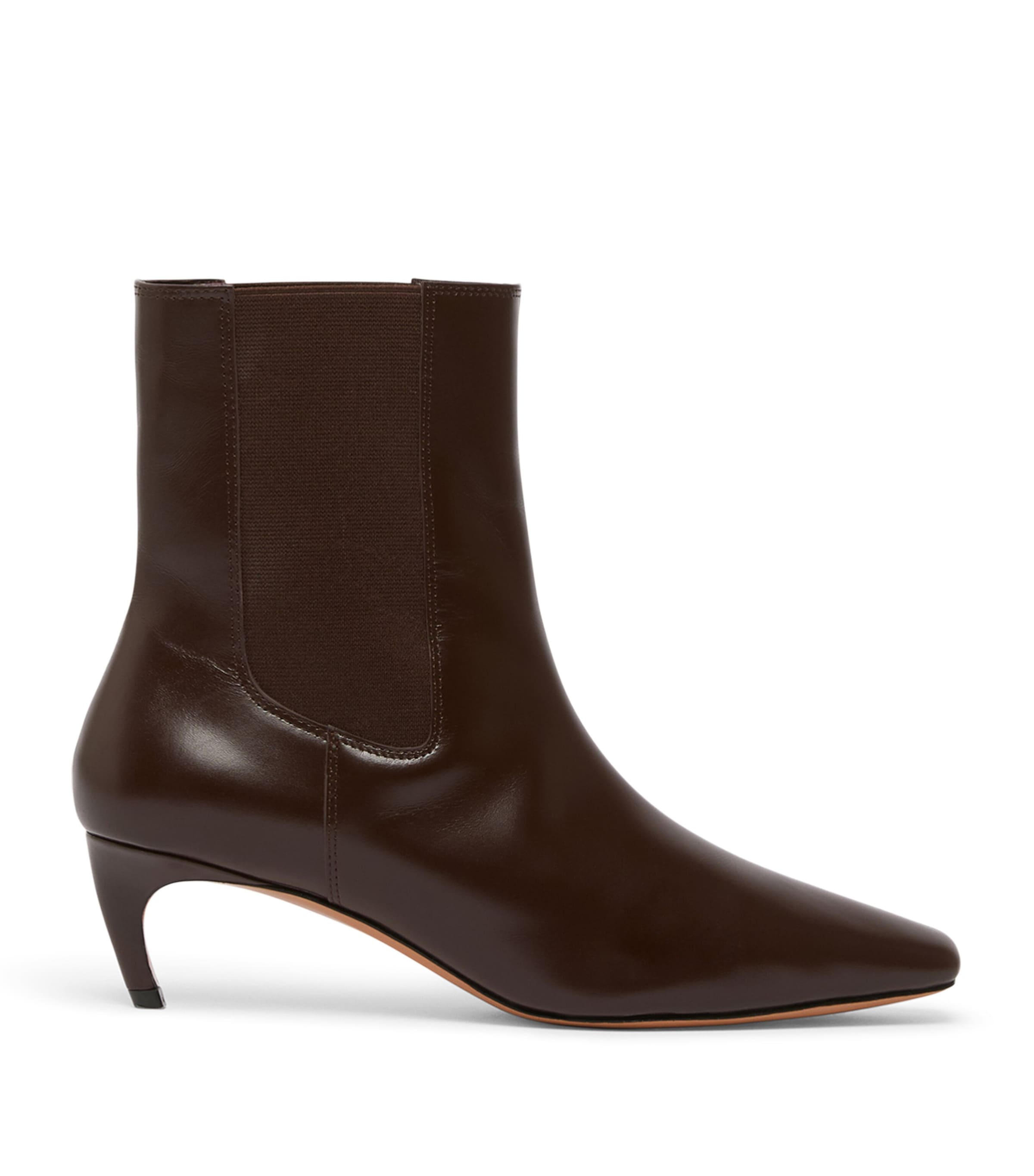 Marella Leather Heeled Ankle Boots Dark Bown
