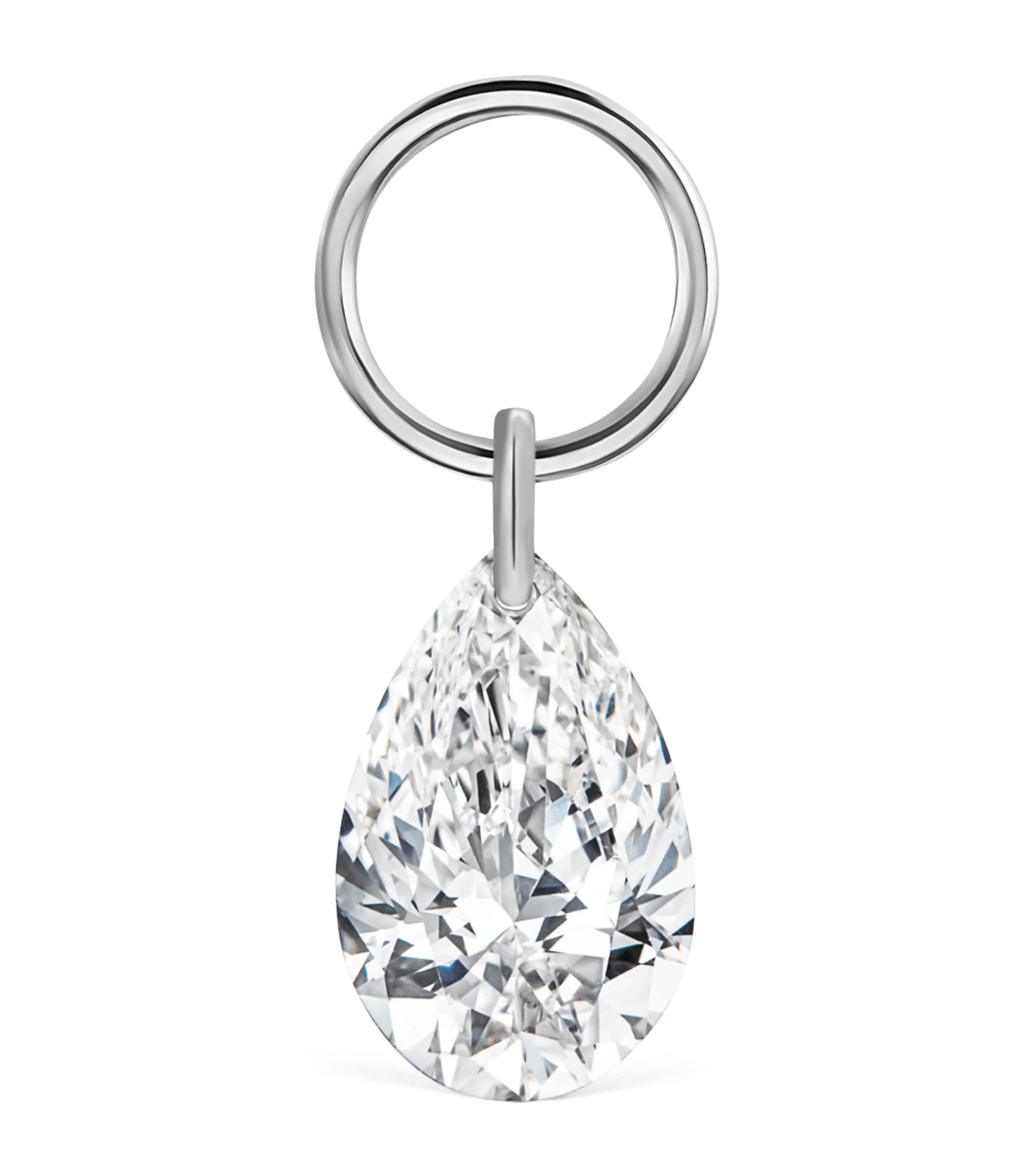 Maria Tash Pear Floating Diamond Charm (5mm) White Gold