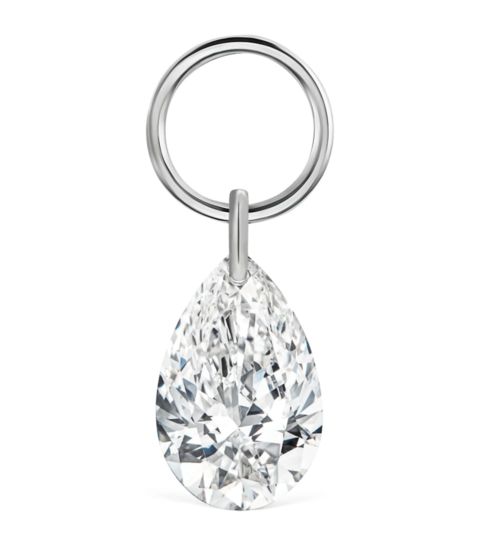 Maria Tash Pear Floating Diamond Charm (5mm) White Gold