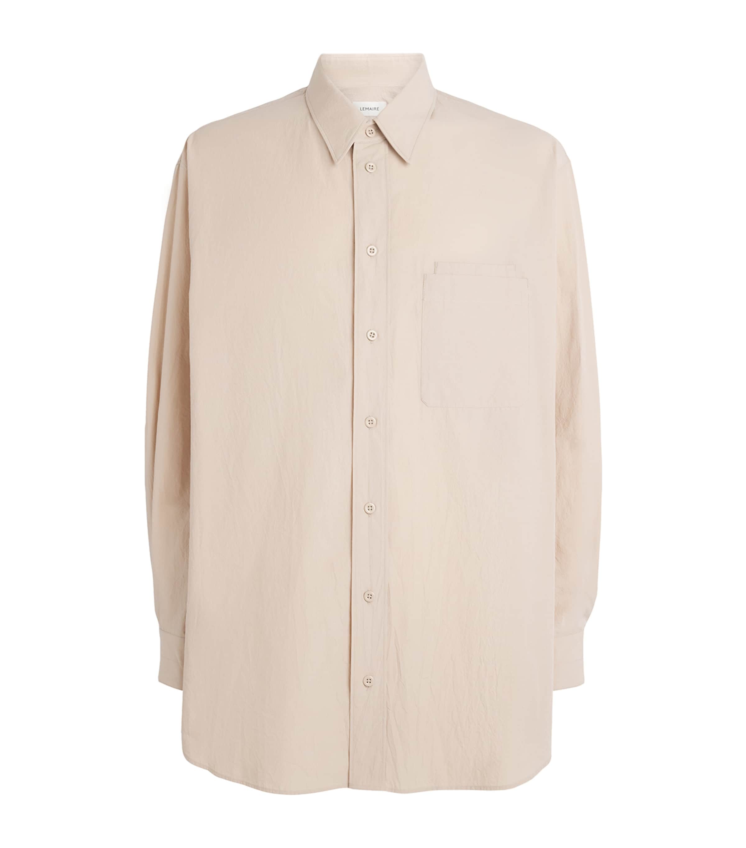Lemaire Mens Cotton Double-Pocket Shirt Greige/