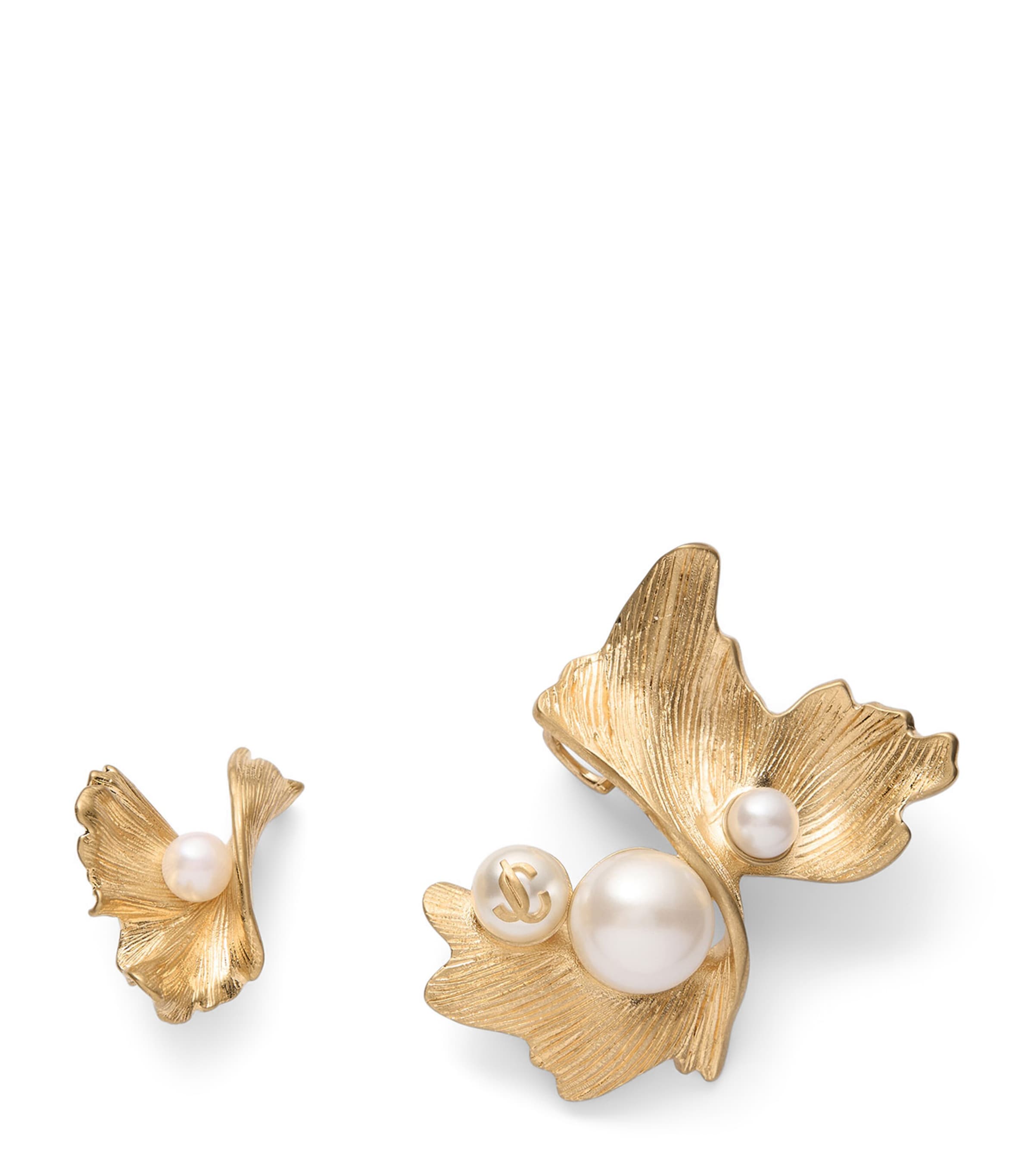 Jimmy Choo Gold-Tone Wave Pearl Stud Earrings Gold/white