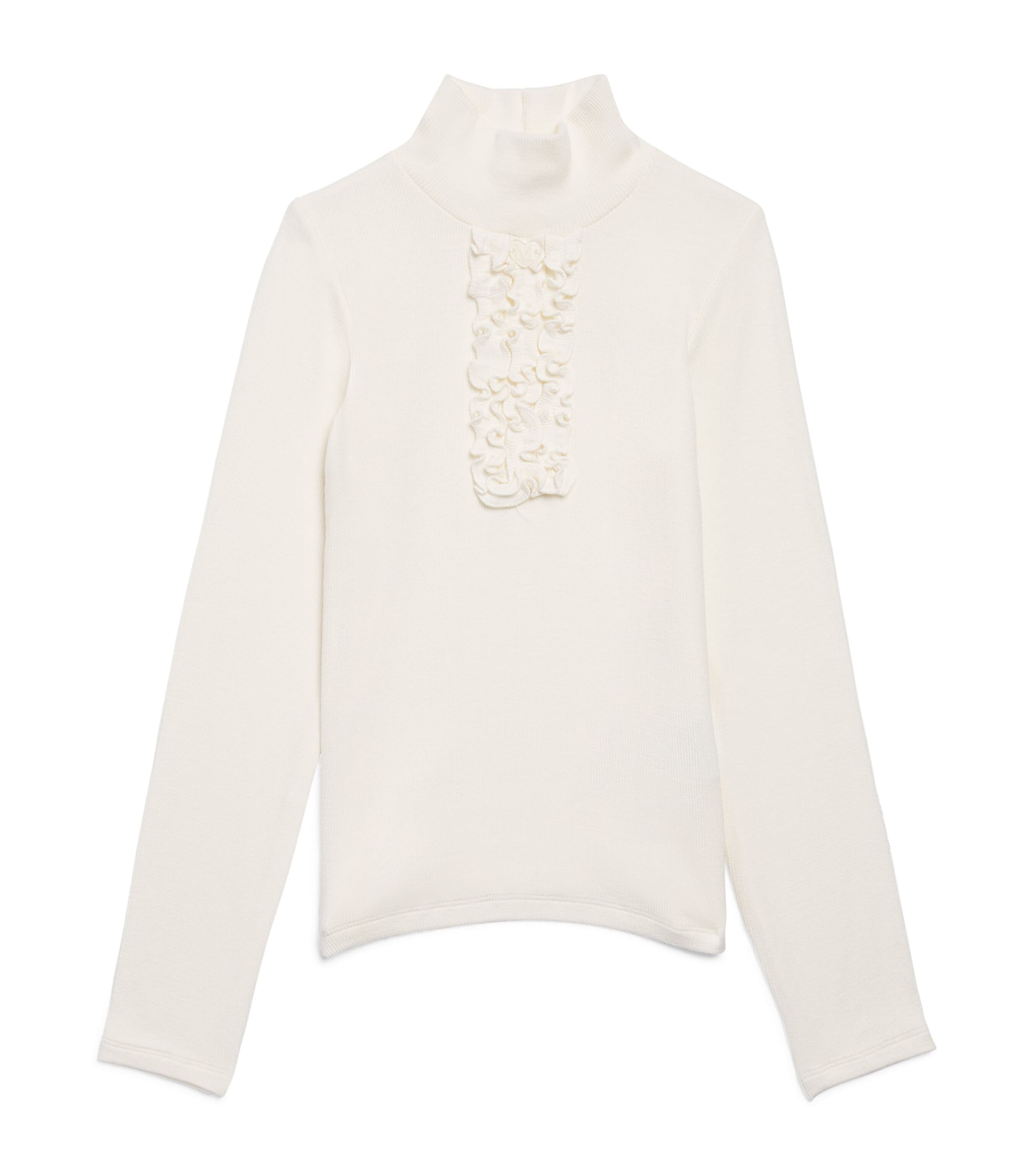 Monnalisa Ribbed Ruffle Rollneck Top (2-12 Years) Panna