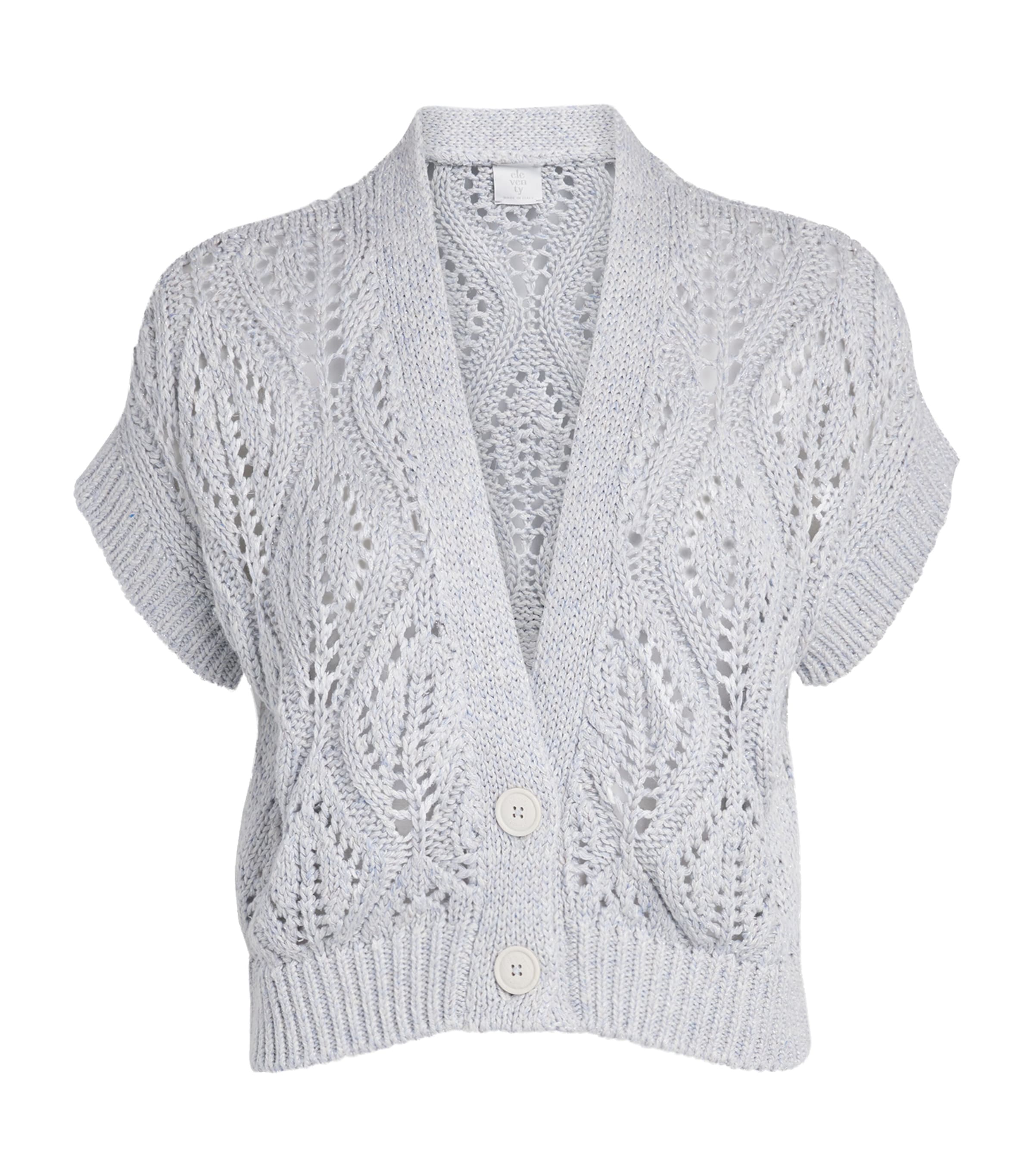 Eleventy Womens Openwork Knit Cardigan Nuvola