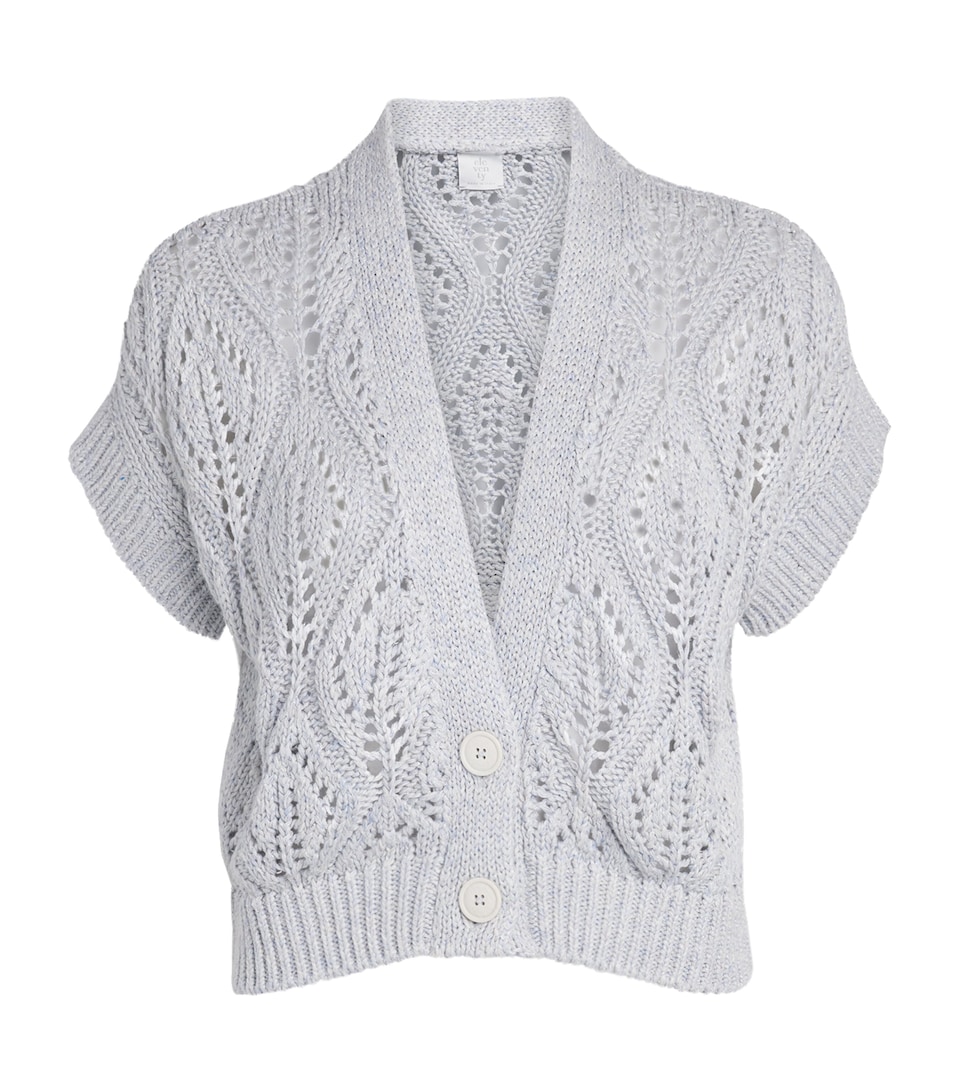 Eleventy Womens Openwork Knit Cardigan Nuvola
